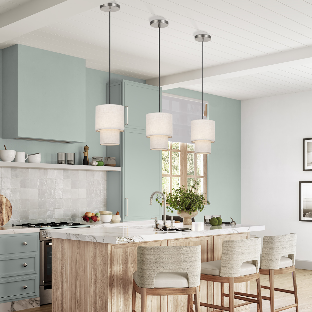 LIVEX LIGHTING 51089-91 1 Light Brushed Nickel Mini Pendant