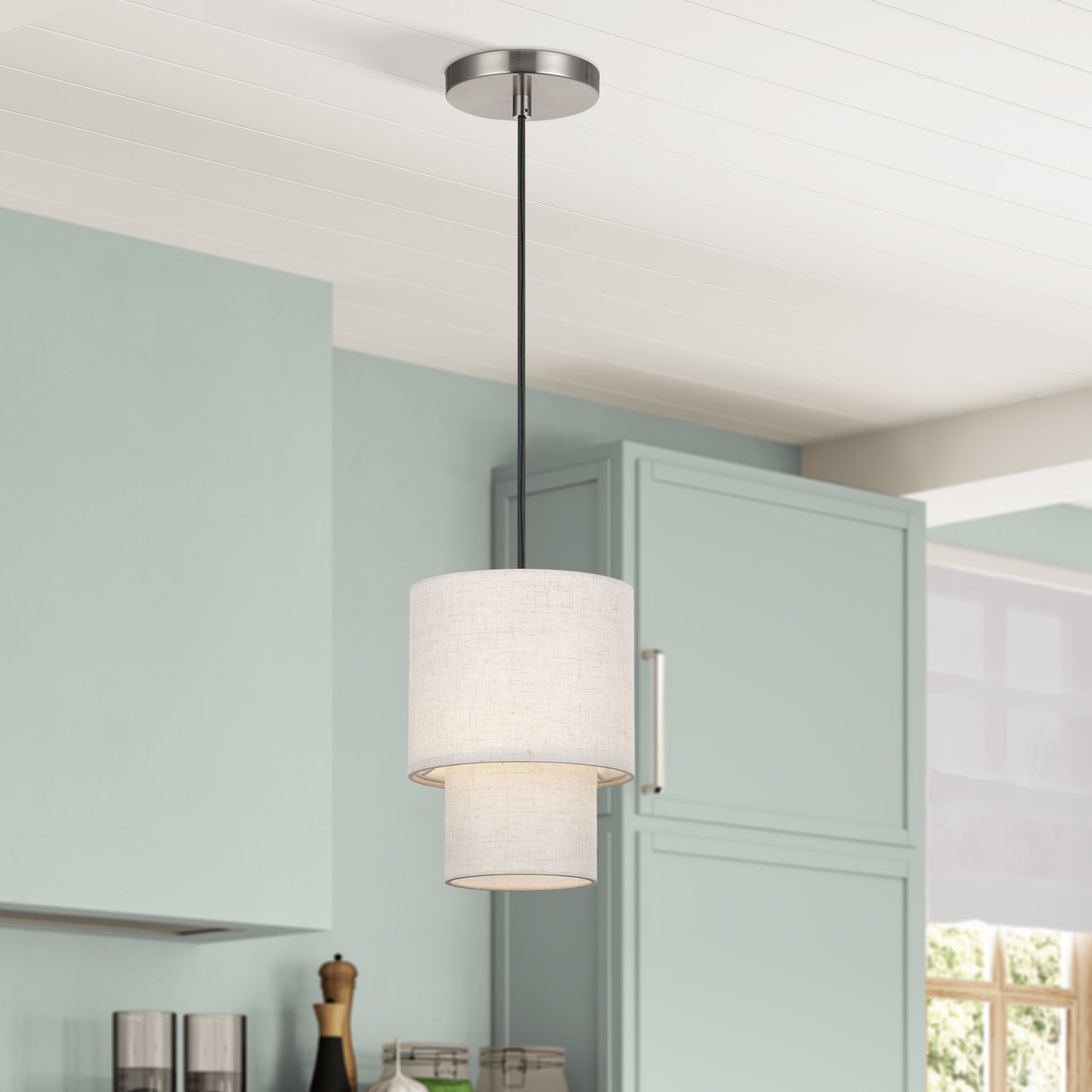 LIVEX LIGHTING 51089-91 1 Light Brushed Nickel Mini Pendant