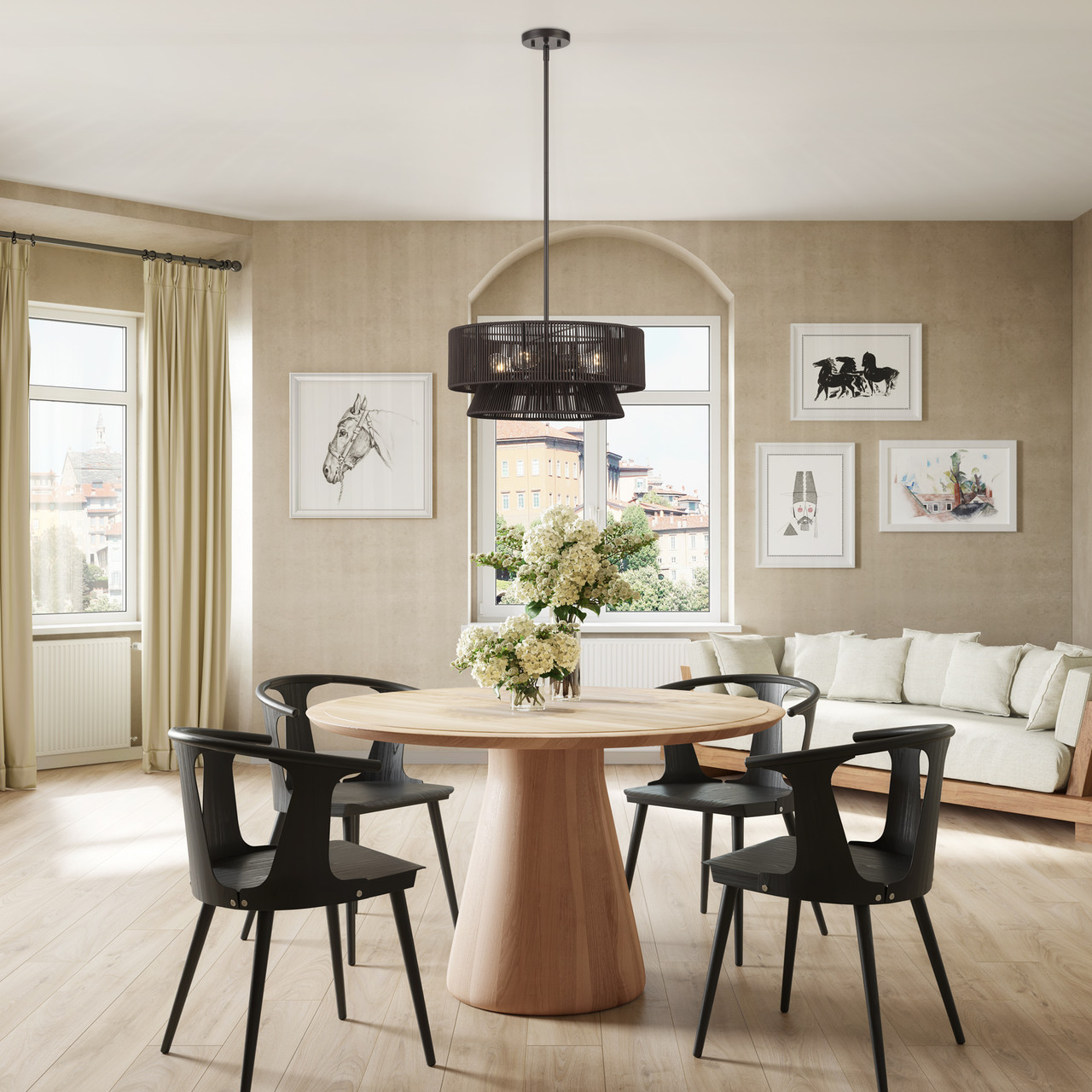 LIVEX LIGHTING 49144-92 4 Light English Bronze Pendant Chandelier