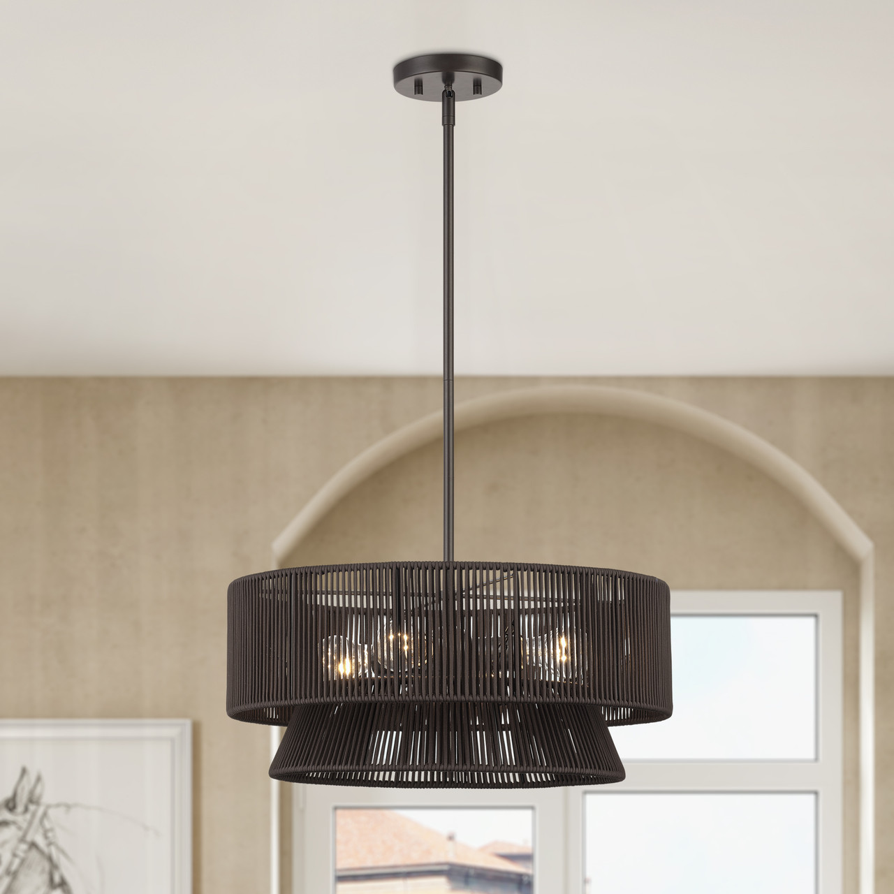 LIVEX LIGHTING 49144-92 4 Light English Bronze Pendant Chandelier