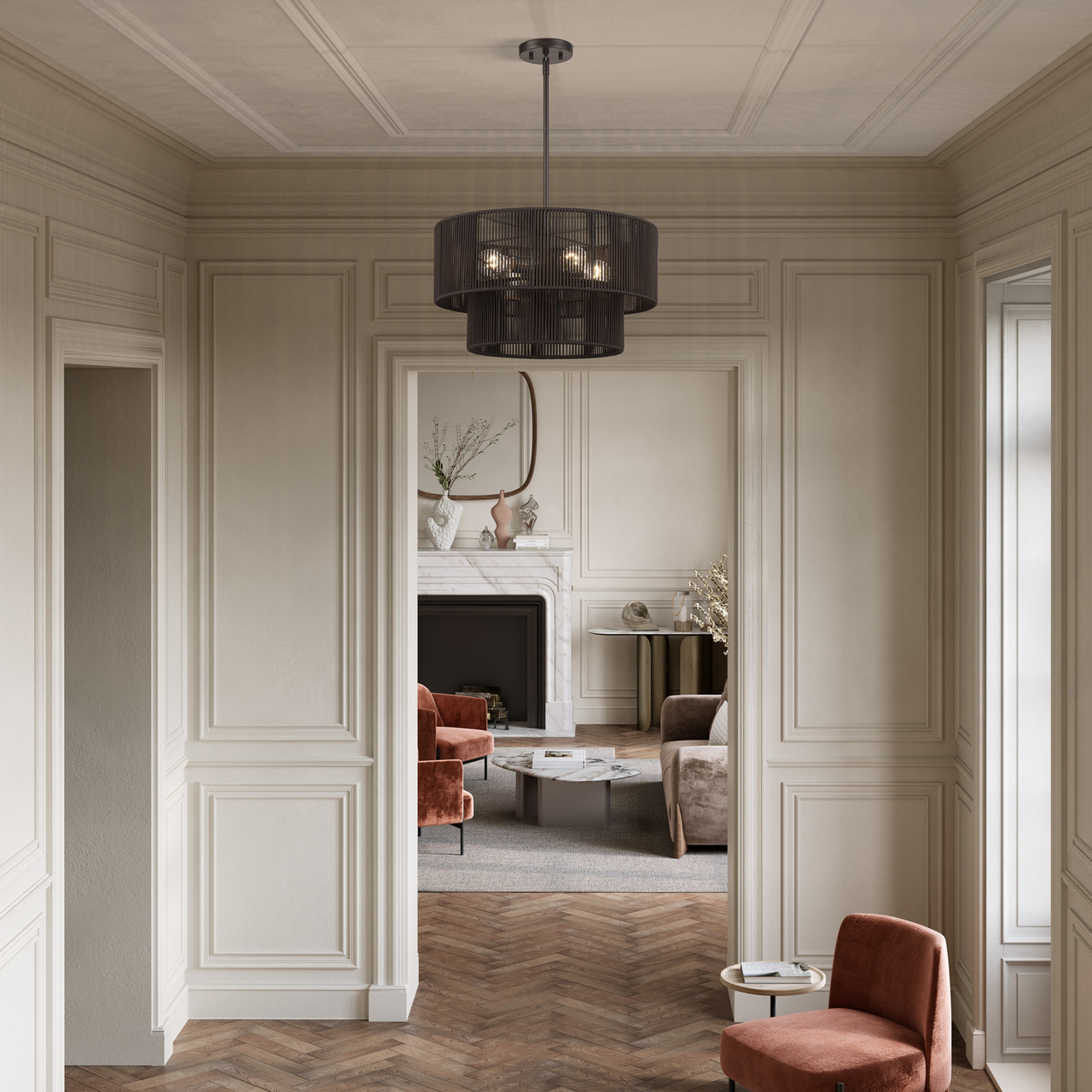 LIVEX LIGHTING 49125-92 4 Light English Bronze Pendant Chandelier