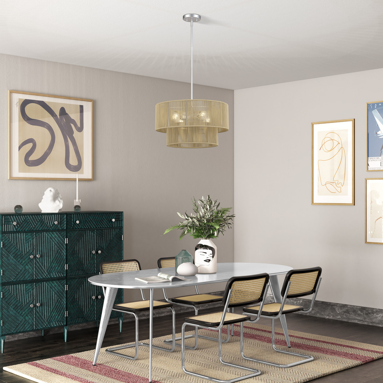 LIVEX LIGHTING 53154-81 4 Light Painted Nickel Pendant Chandelier