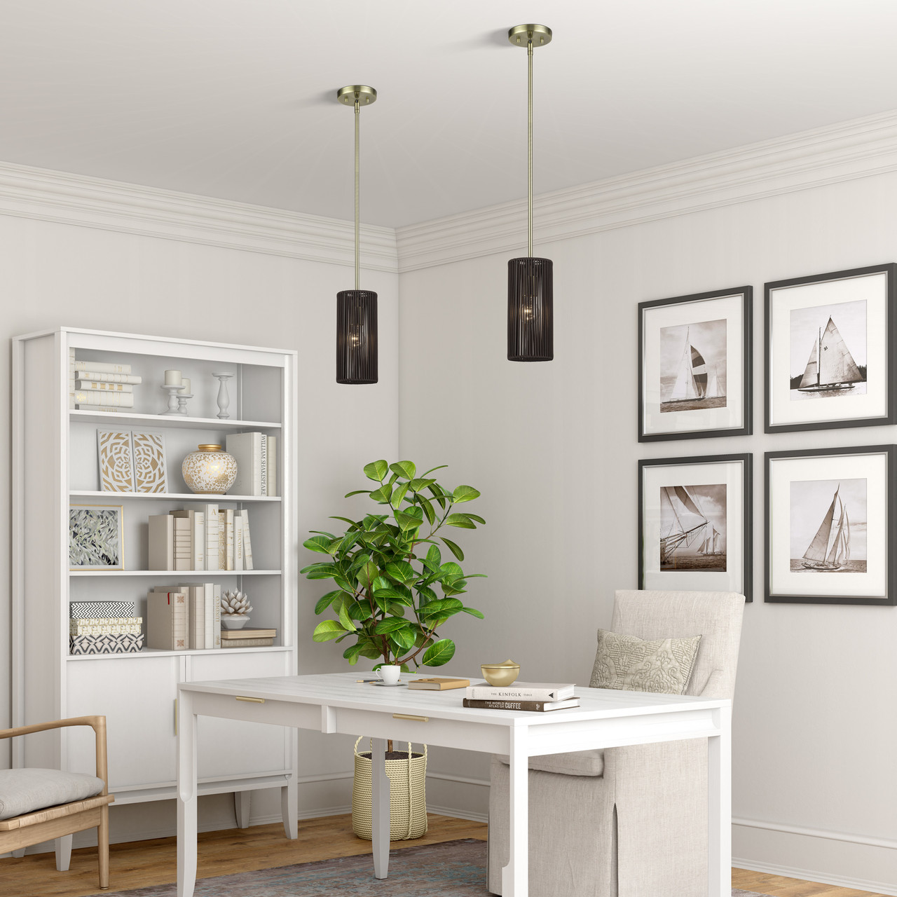 LIVEX LIGHTING 49121-01 1 Light Antique Brass Mini Pendant