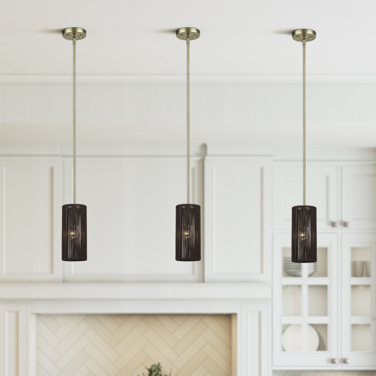 LIVEX LIGHTING 49121-01 1 Light Antique Brass Mini Pendant