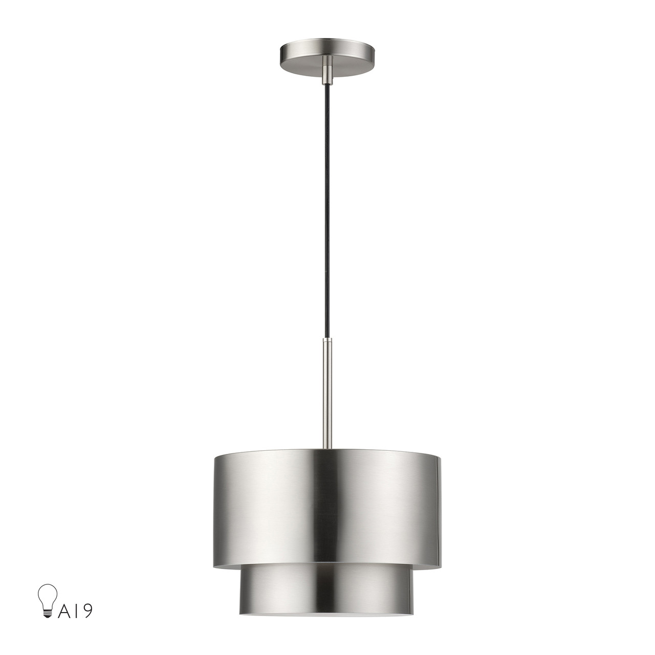 LIVEX LIGHTING 40059-91 1 Light Brushed Nickel Pendant