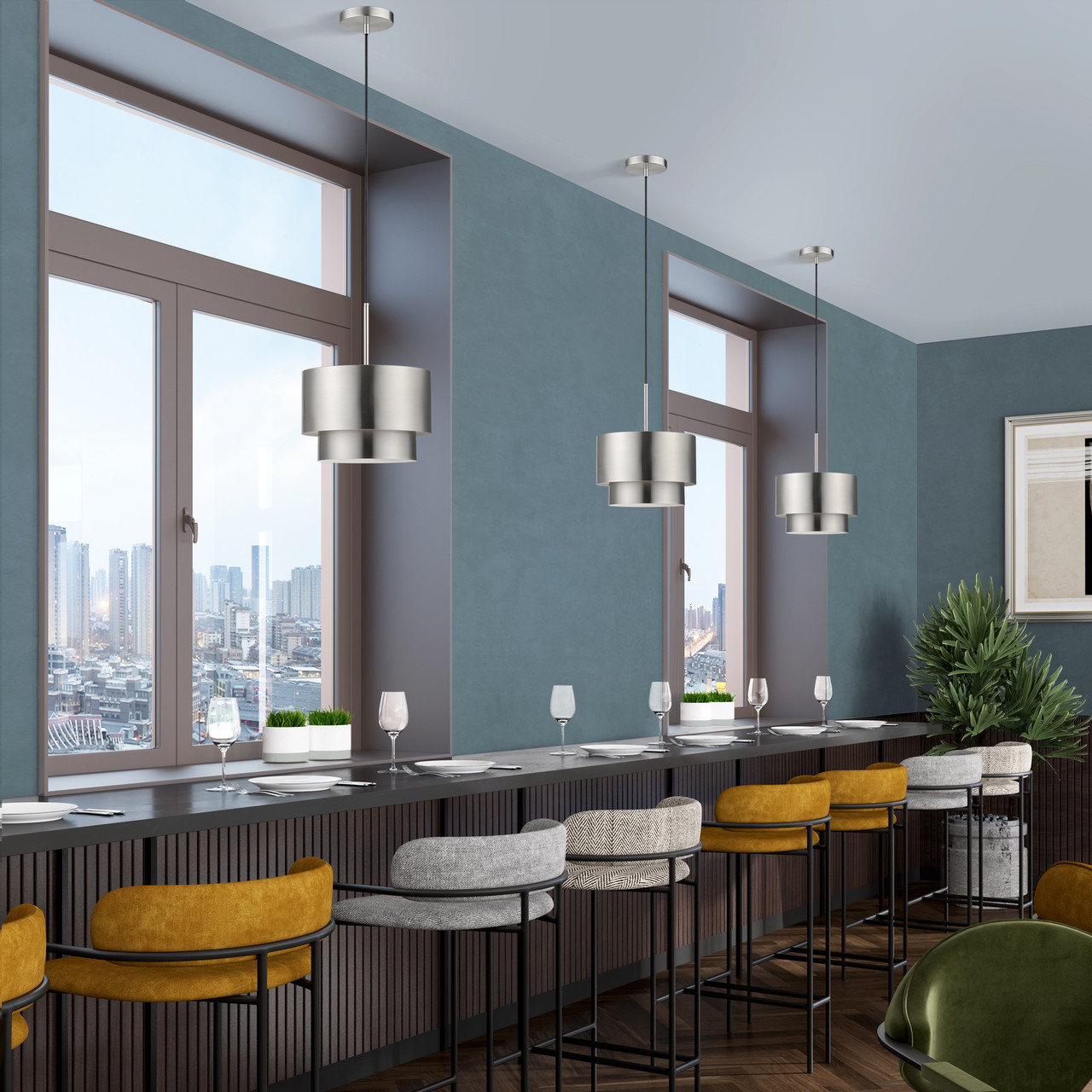 LIVEX LIGHTING 40059-91 1 Light Brushed Nickel Pendant