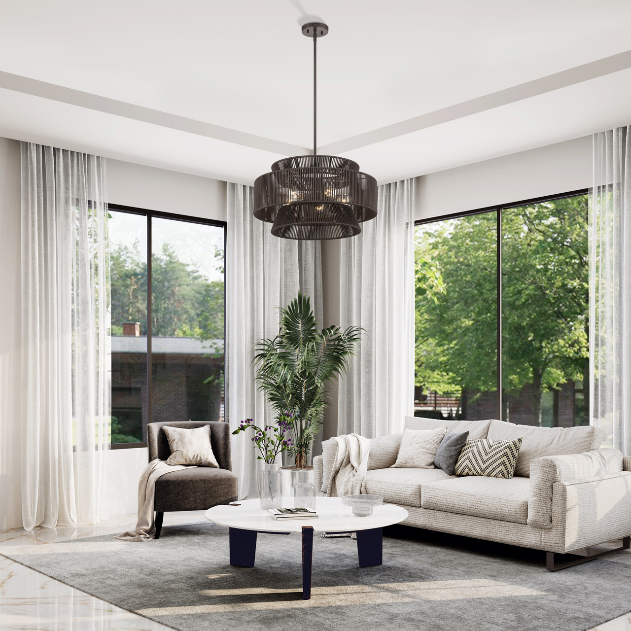 LIVEX LIGHTING 49145-92 5 Light English Bronze Pendant Chandelier