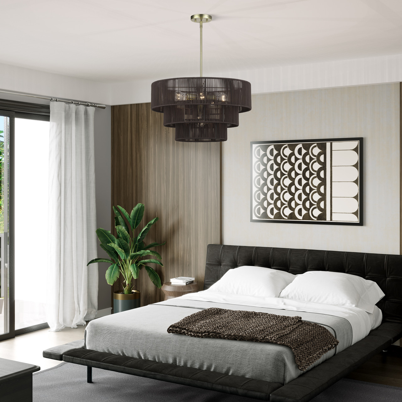 LIVEX LIGHTING 49126-01 6 Light Antique Brass Pendant Chandelier