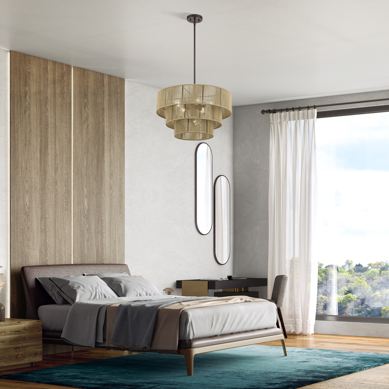 LIVEX LIGHTING 53156-92 6 Light English Bronze Pendant Chandelier