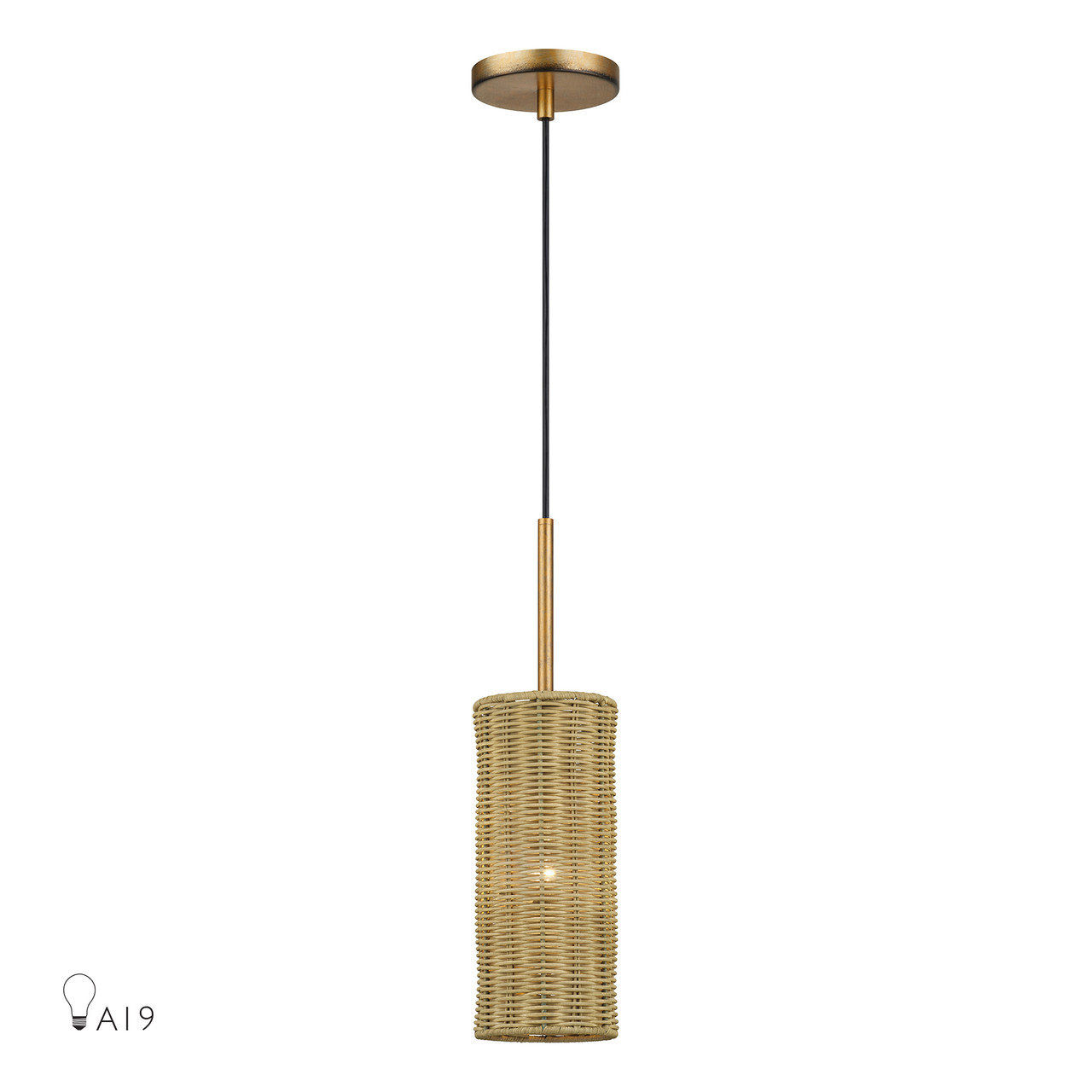 LIVEX LIGHTING 60040-48 1 Light Antique Gold Leaf Mini Pendant