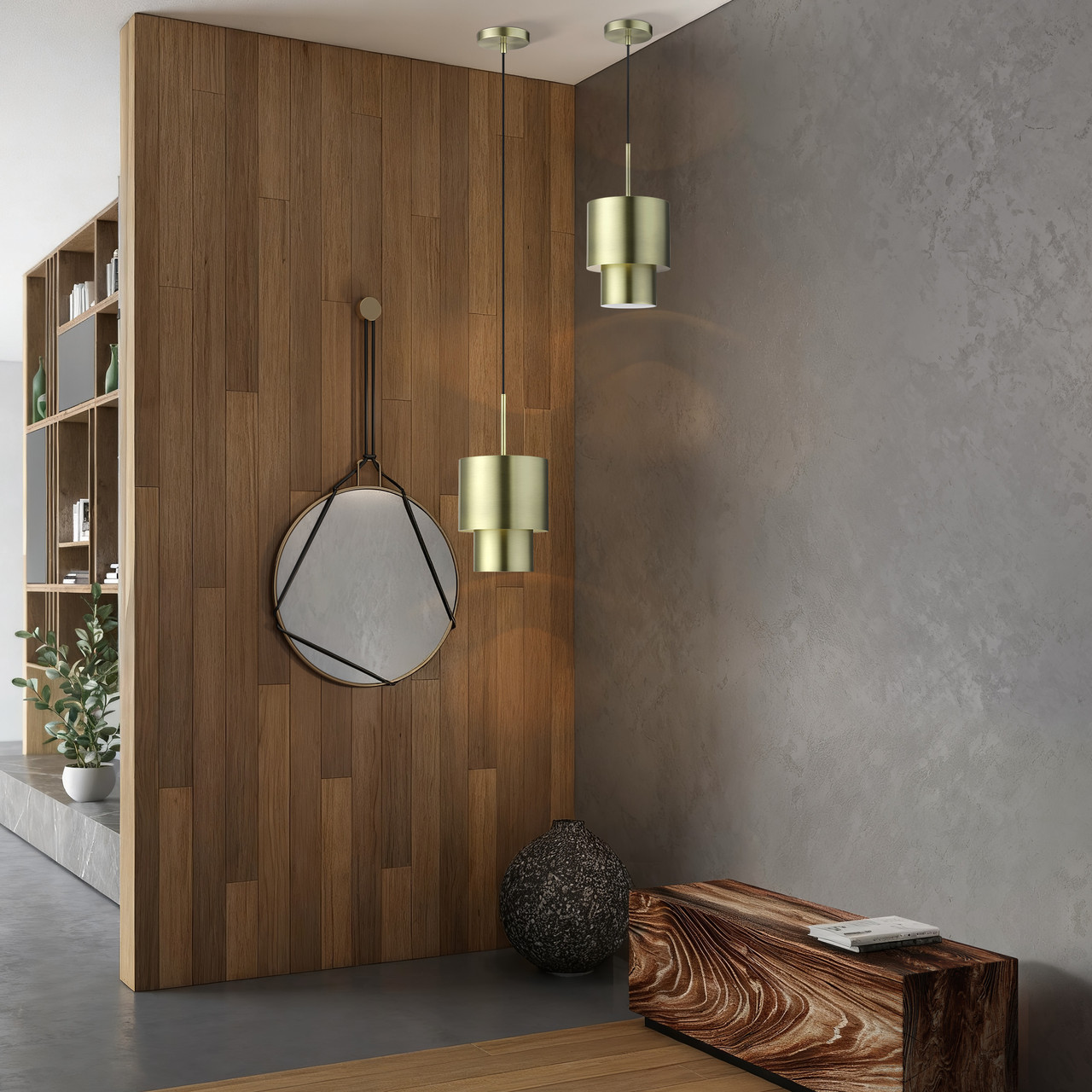 LIVEX LIGHTING 40058-01 1 Light Antique Brass Mini Pendant