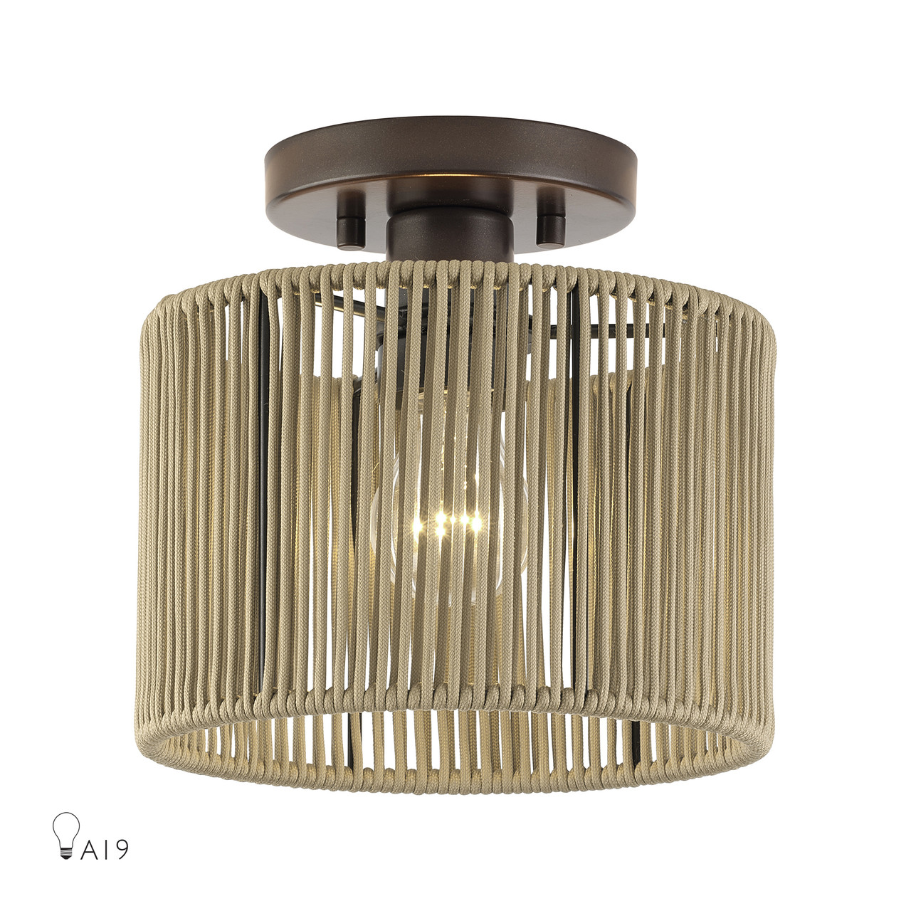 LIVEX LIGHTING 53141-92 1 Light English Bronze Small Semi-Flush