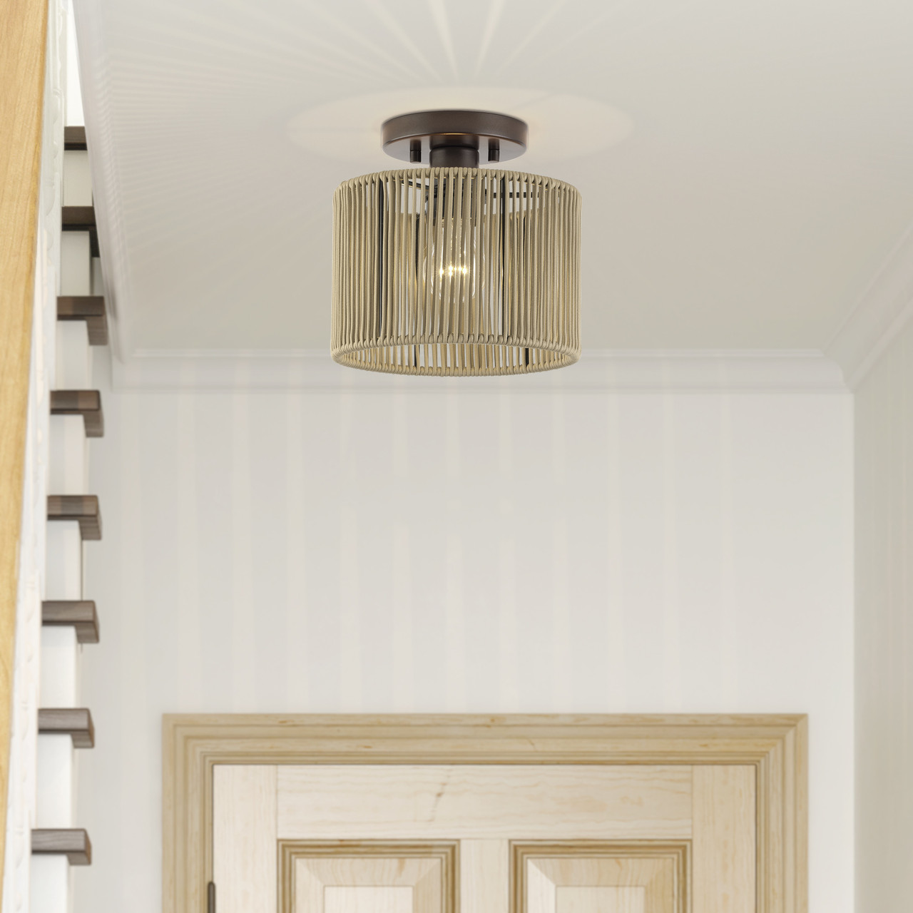 LIVEX LIGHTING 53141-92 1 Light English Bronze Small Semi-Flush