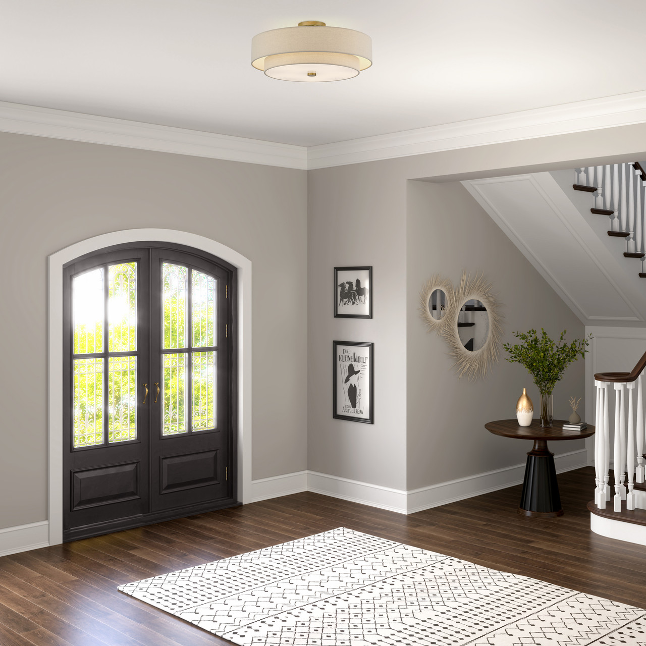 LIVEX LIGHTING 58856-48 5 Light Antique Gold Leaf Extra Large Semi-Flush