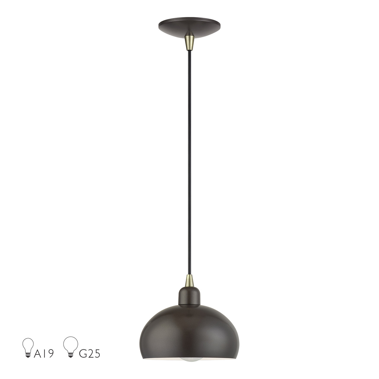 LIVEX LIGHTING 51513-92 1 Light English Bronze Mini Pendant