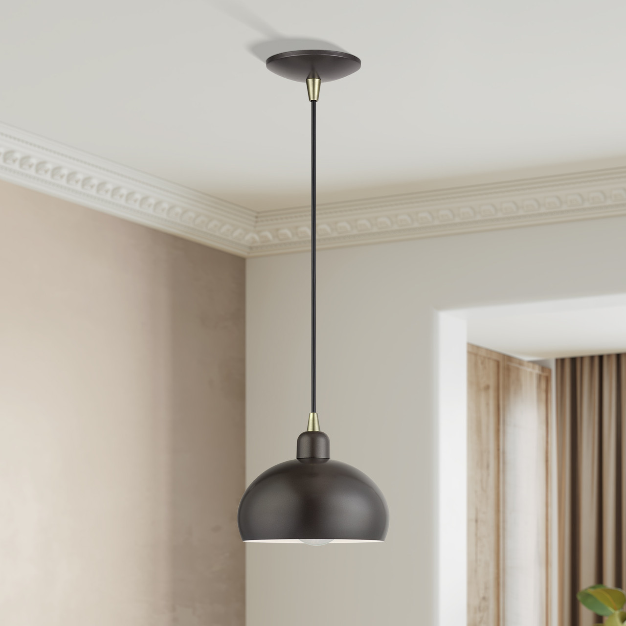 LIVEX LIGHTING 51513-92 1 Light English Bronze Mini Pendant