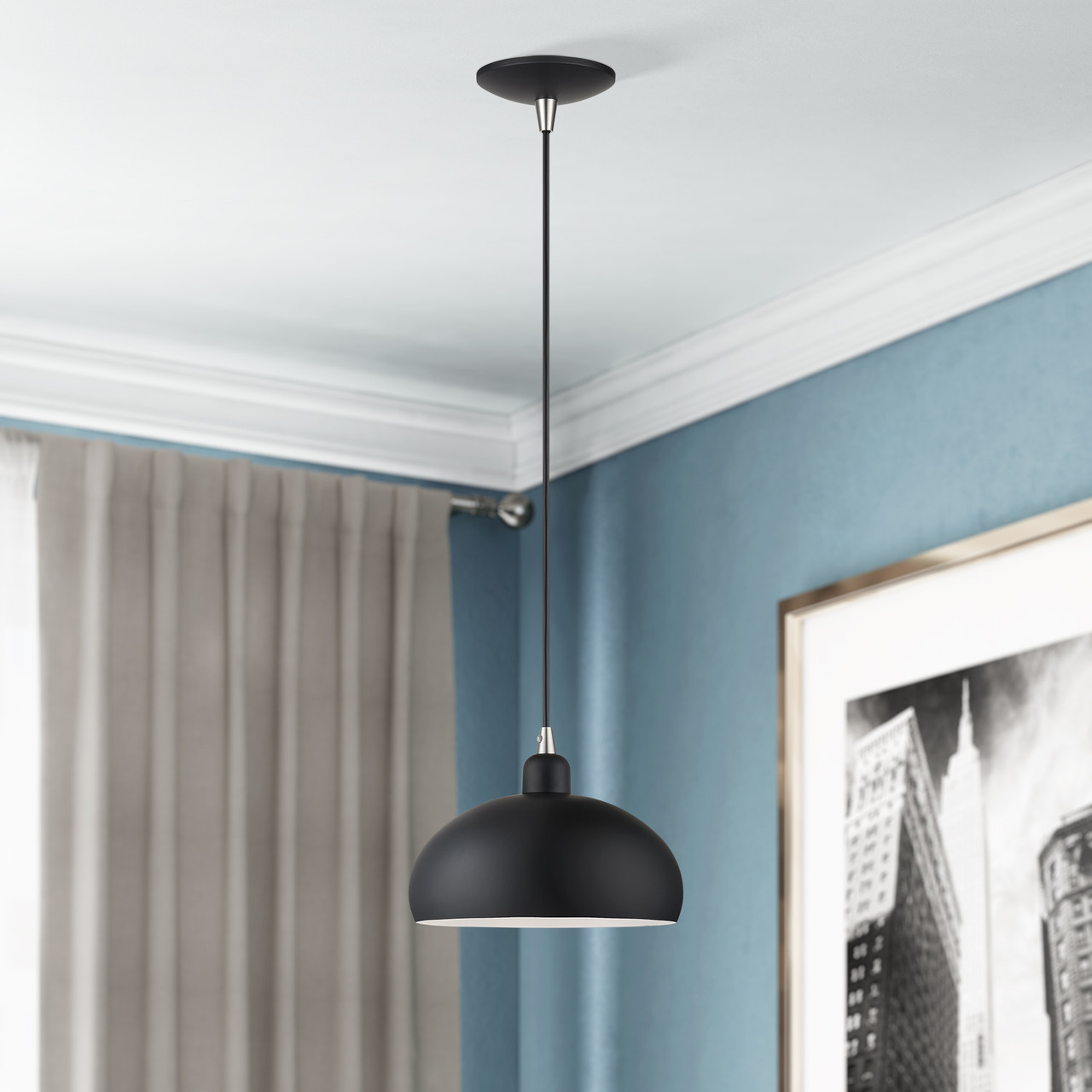 LIVEX LIGHTING 51514-04 1 Light Black Pendant