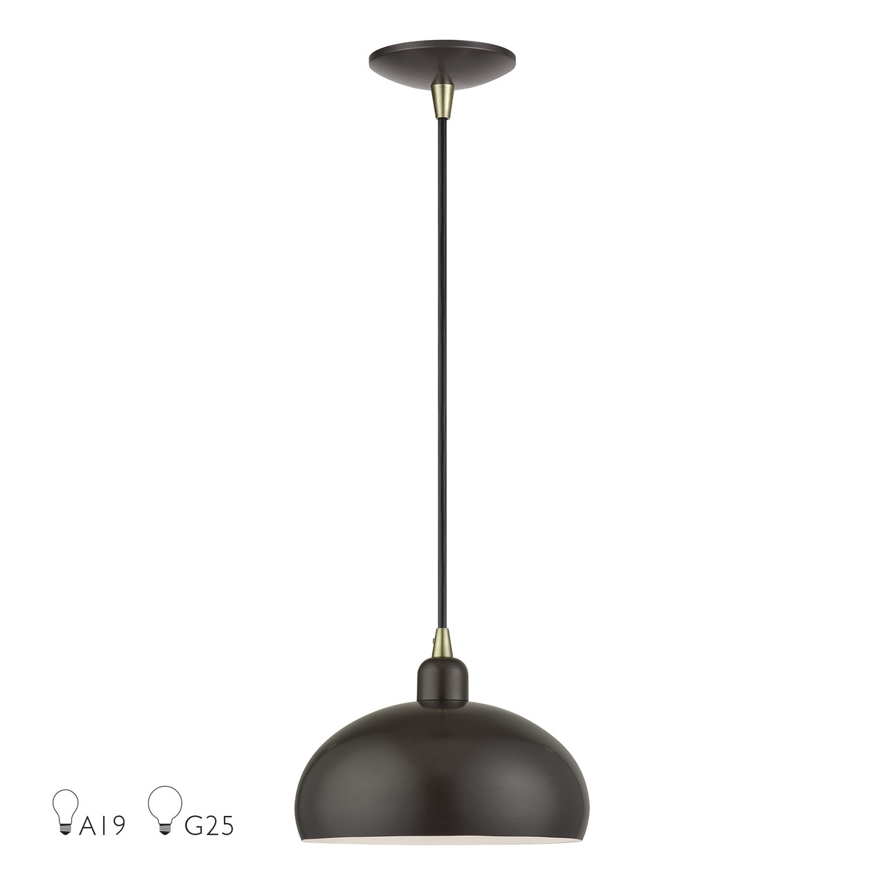 LIVEX LIGHTING 51514-92 1 Light English Bronze Pendant