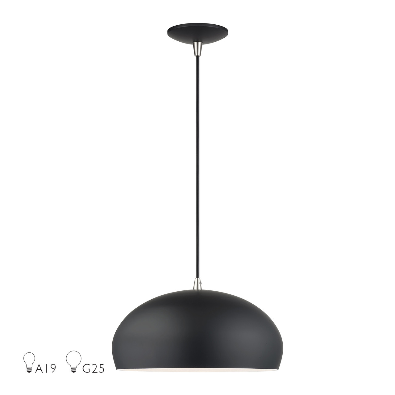 LIVEX LIGHTING 51515-04 1 Light Black Pendant