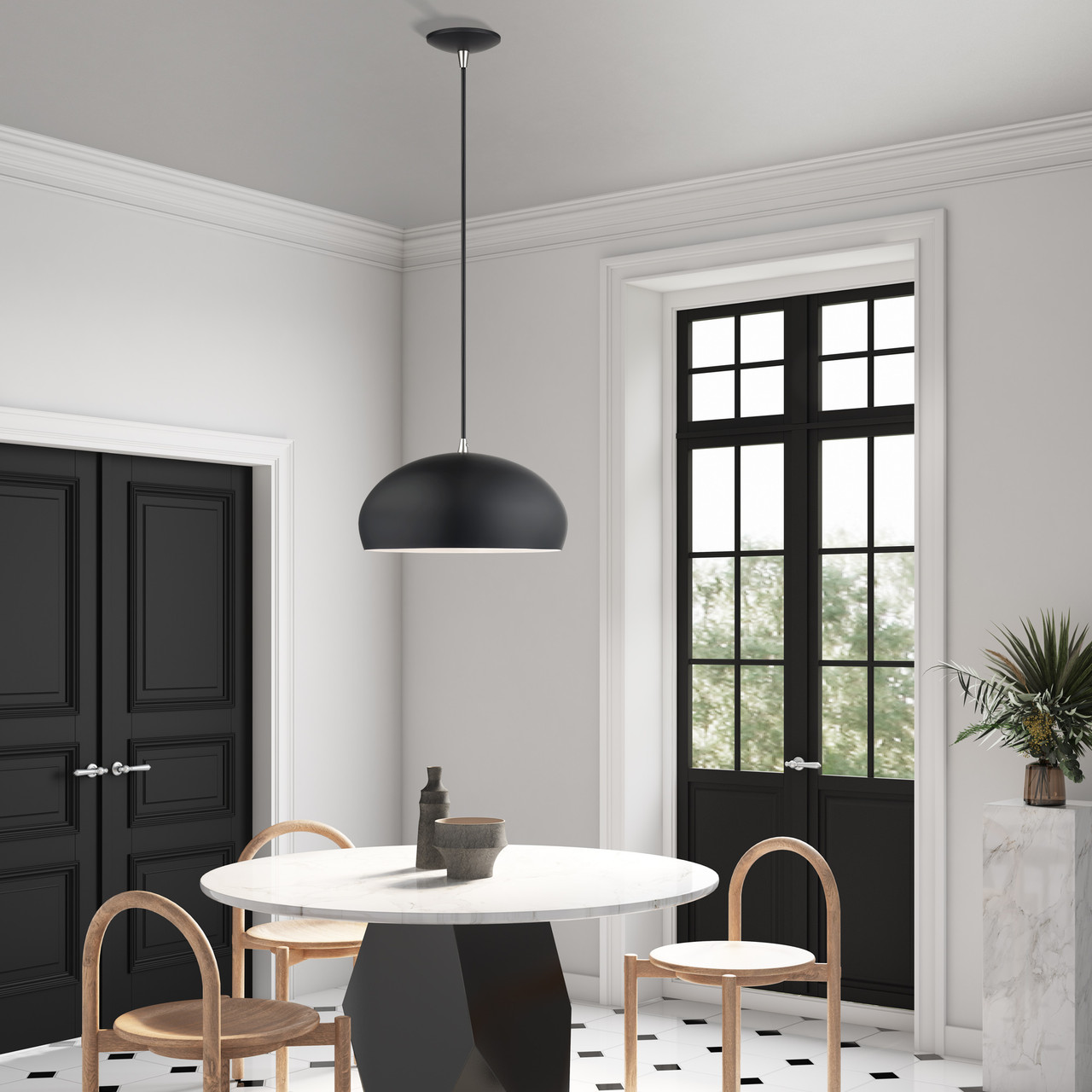 LIVEX LIGHTING 51515-04 1 Light Black Pendant