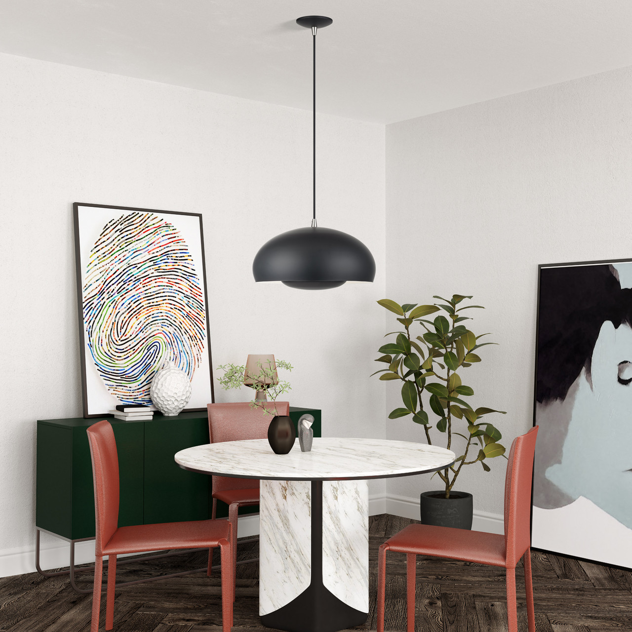 LIVEX LIGHTING 51516-04 3 Light Black Pendant