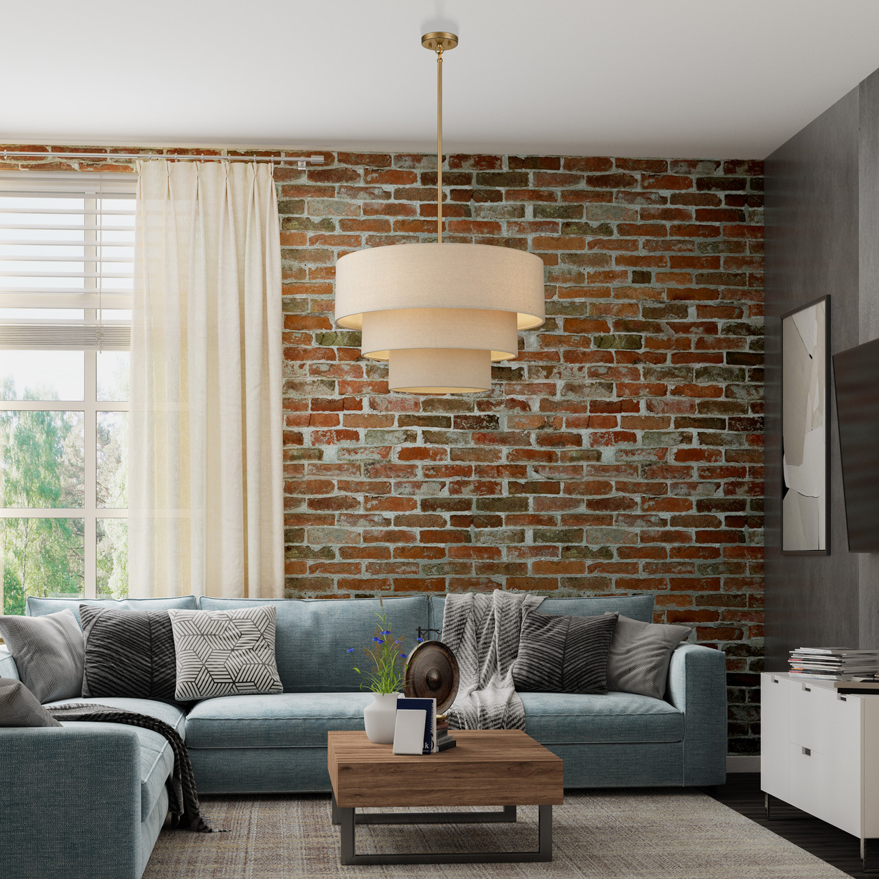 LIVEX LIGHTING 58878-48 5 Light Antique Gold Leaf Medium Pendant Chandelier