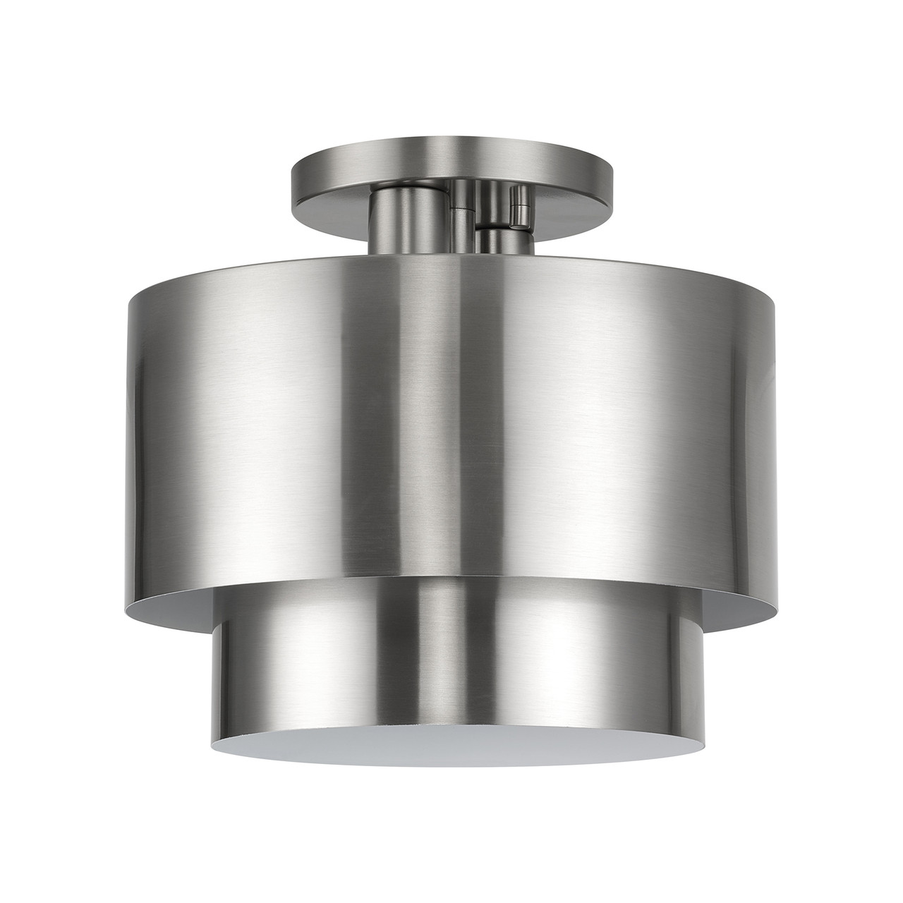 LIVEX LIGHTING 40054-91 2 Light Brushed Nickel Medium Semi-Flush
