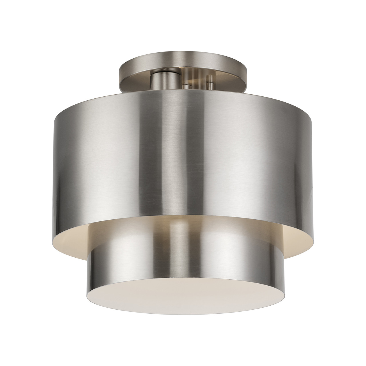 LIVEX LIGHTING 40054-91 2 Light Brushed Nickel Medium Semi-Flush