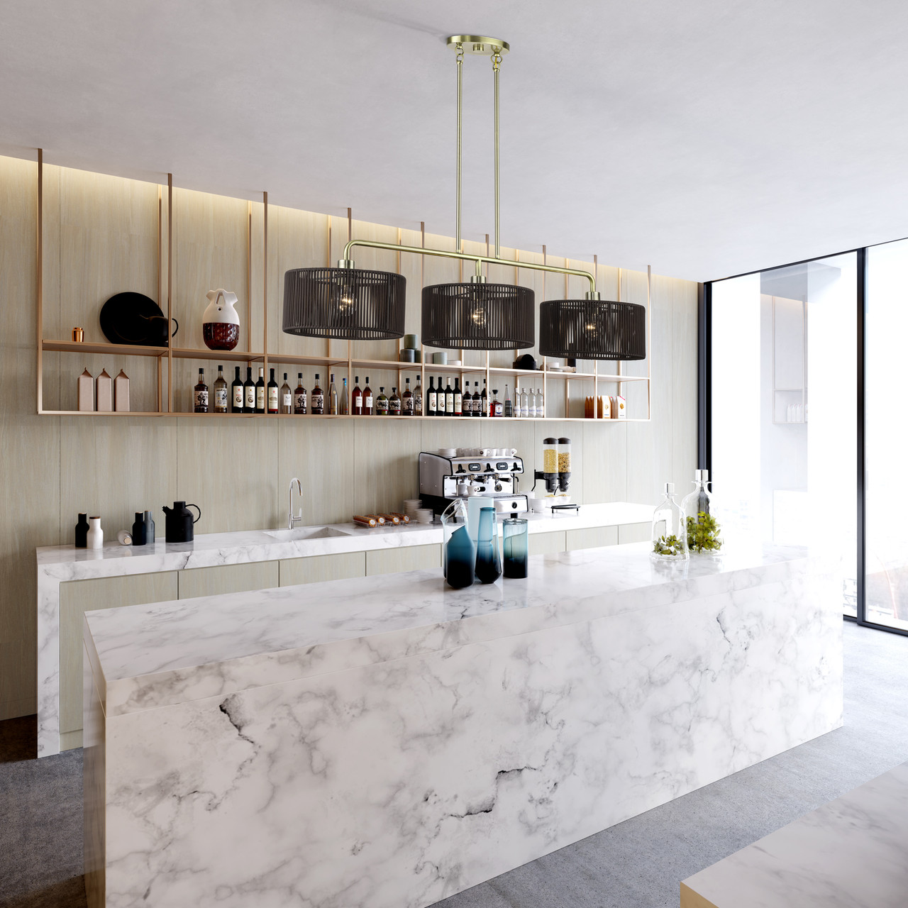 LIVEX LIGHTING 49129-01 3 Light Antique Brass Extra Large Linear Chandelier