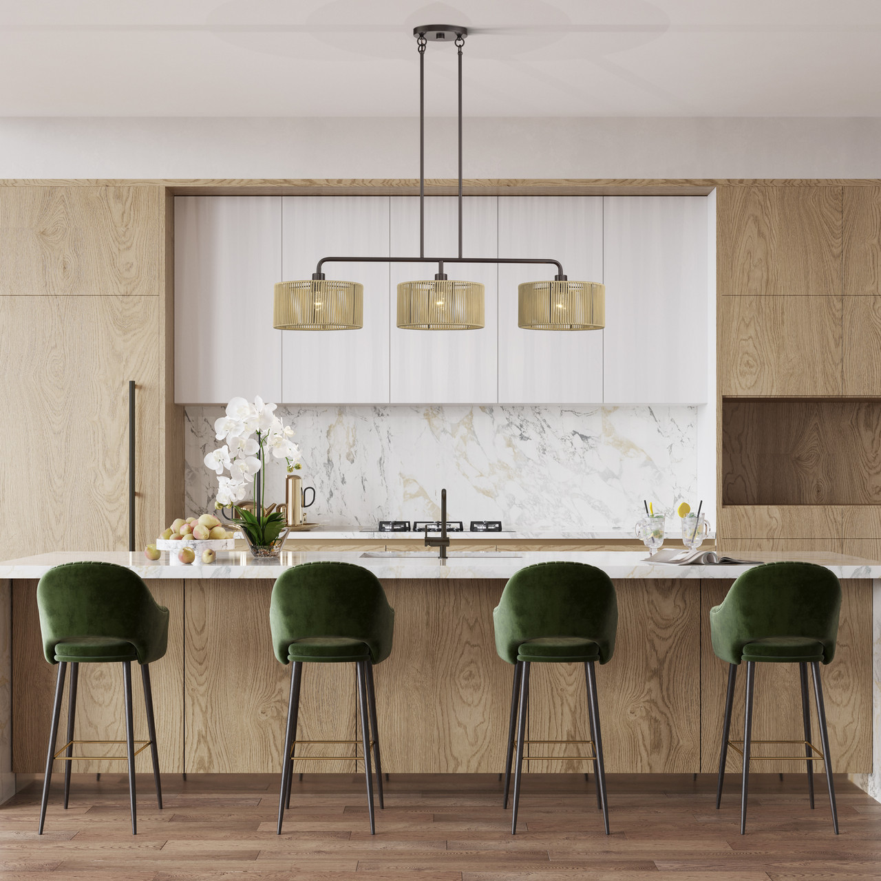 LIVEX LIGHTING 53195-92 3 Light English Bronze Extra Large Linear Chandelier