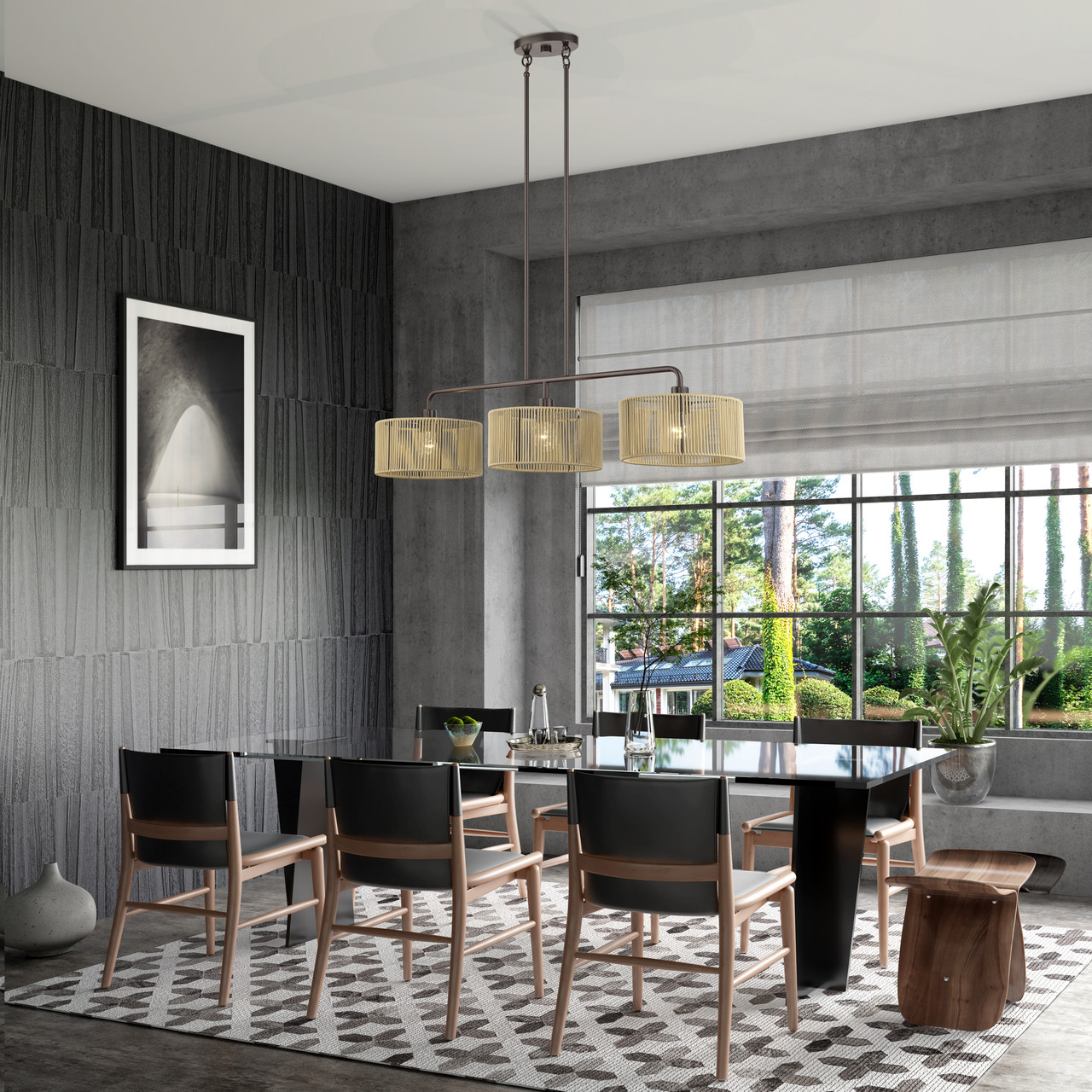 LIVEX LIGHTING 53195-92 3 Light English Bronze Extra Large Linear Chandelier