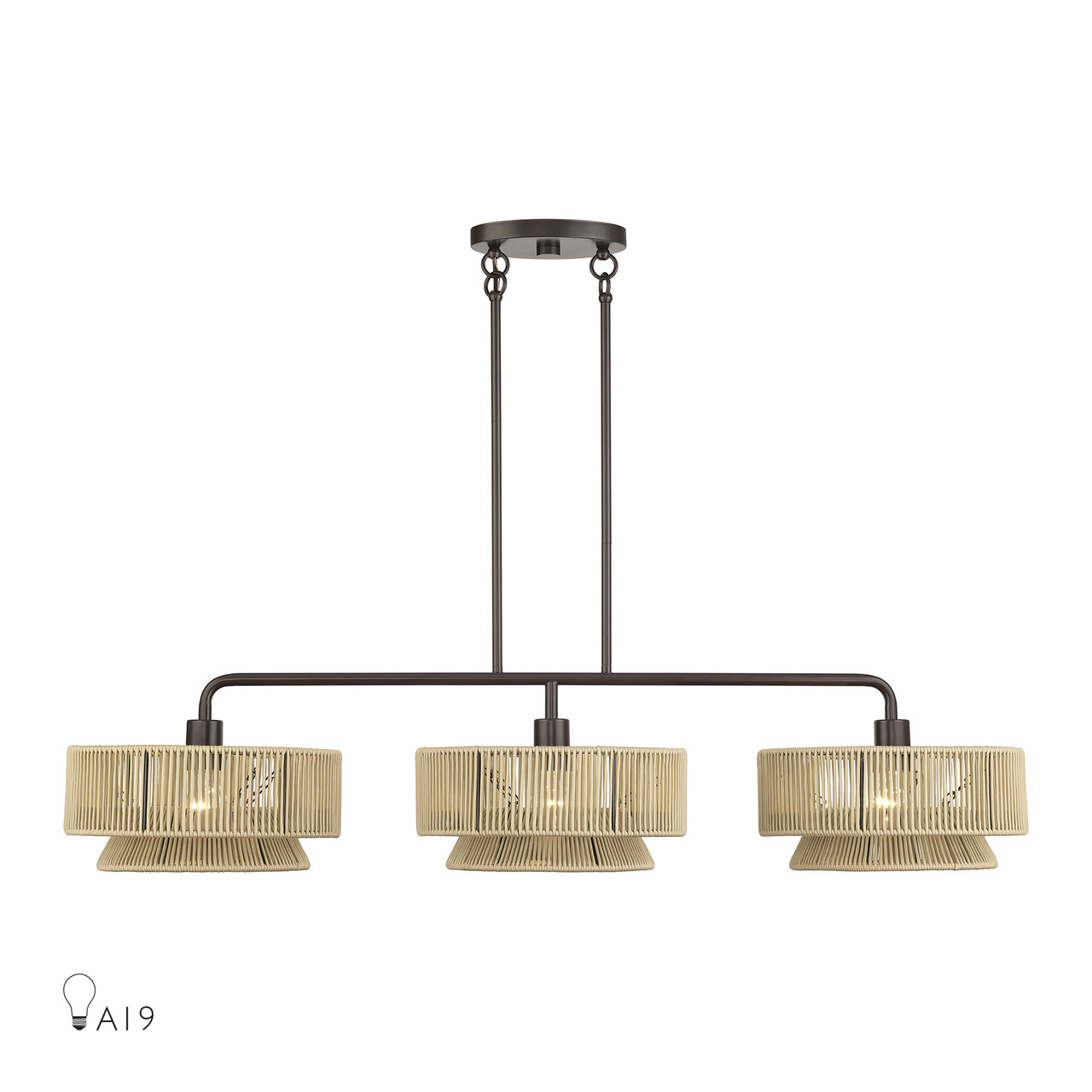 LIVEX LIGHTING 53163-92 3 Light English Bronze Extra Large Linear Chandelier