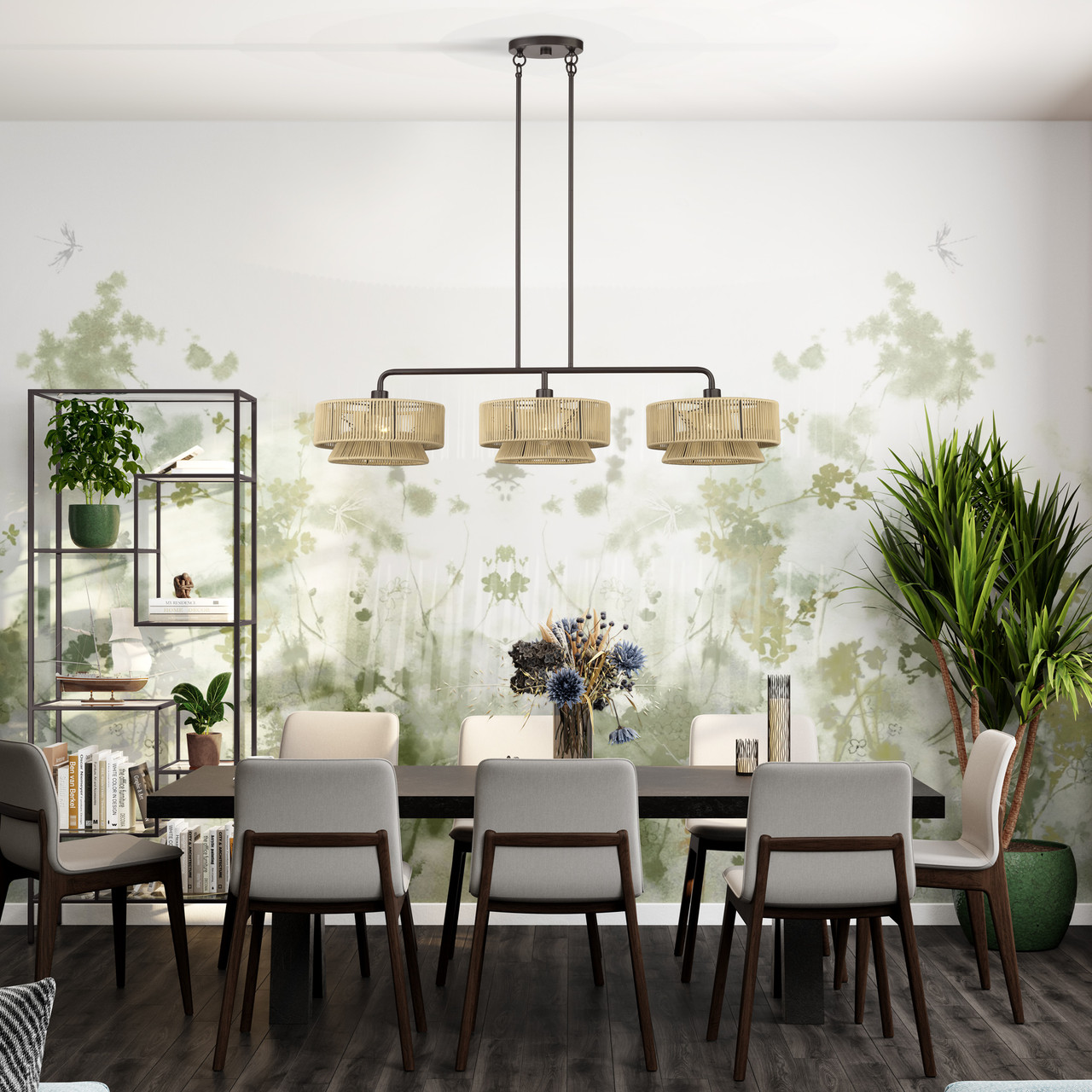 LIVEX LIGHTING 53163-92 3 Light English Bronze Extra Large Linear Chandelier