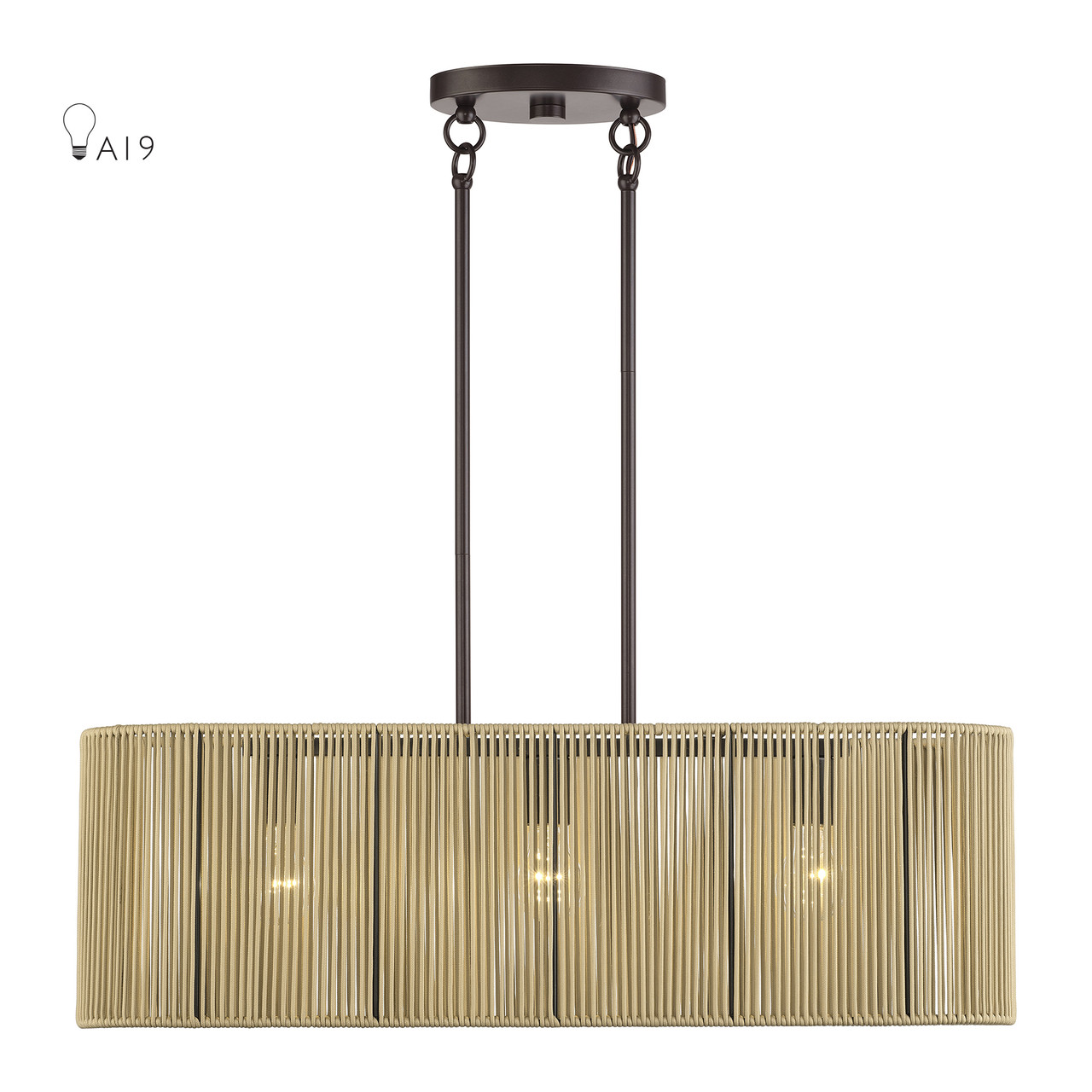 LIVEX LIGHTING 53193-92 3 Light English Bronze Medium Linear Chandelier