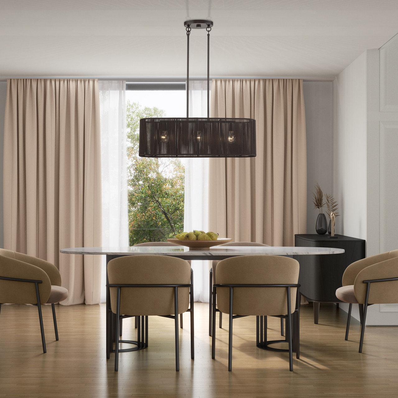 LIVEX LIGHTING 49127-92 3 Light English Bronze Medium Linear Chandelier