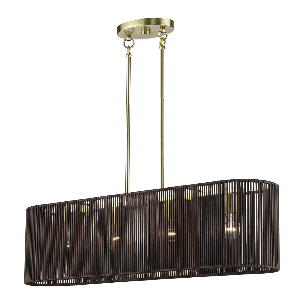 LIVEX LIGHTING 49128-01 4 Light Antique Brass Large Linear Chandelier