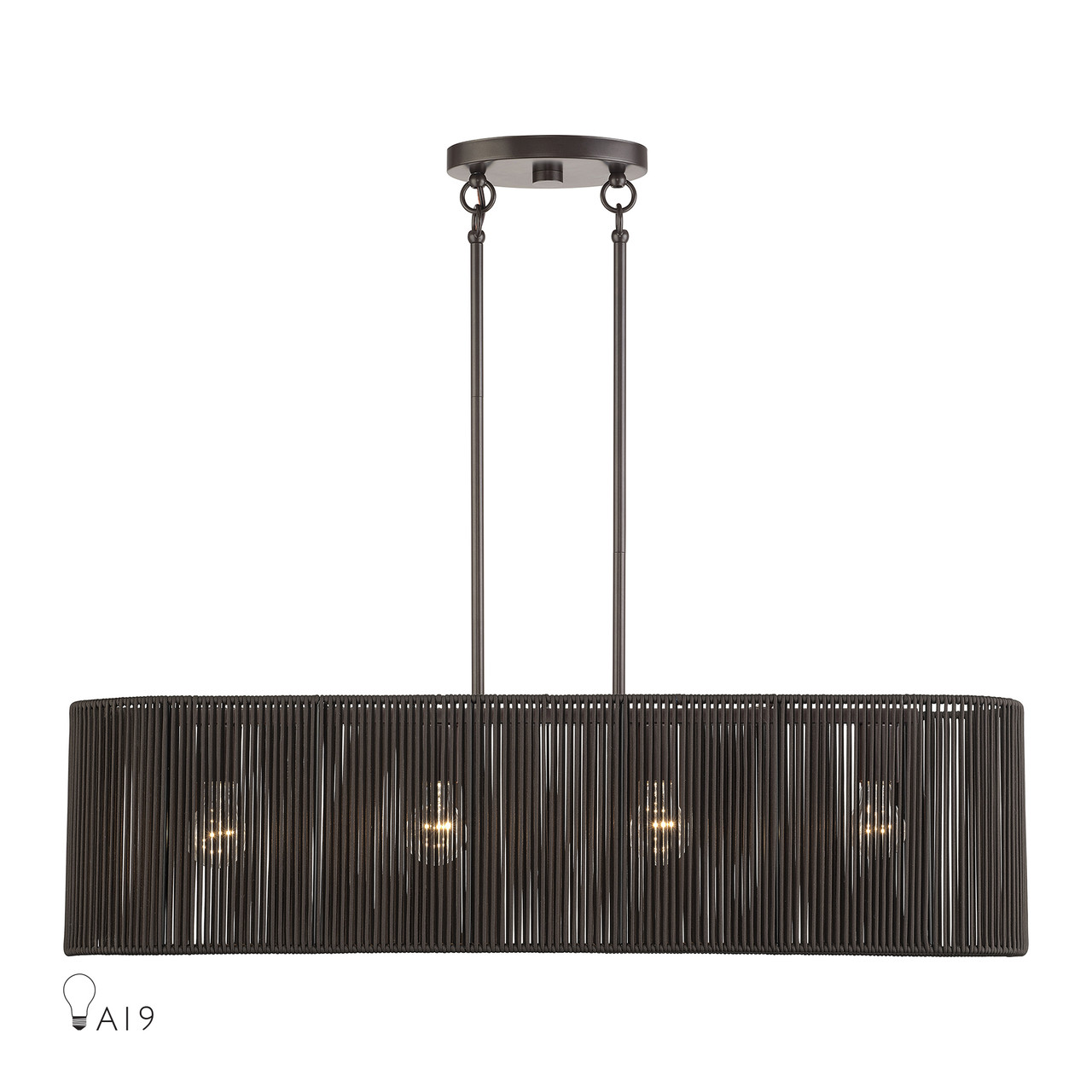 LIVEX LIGHTING 49128-92 4 Light English Bronze Large Linear Chandelier