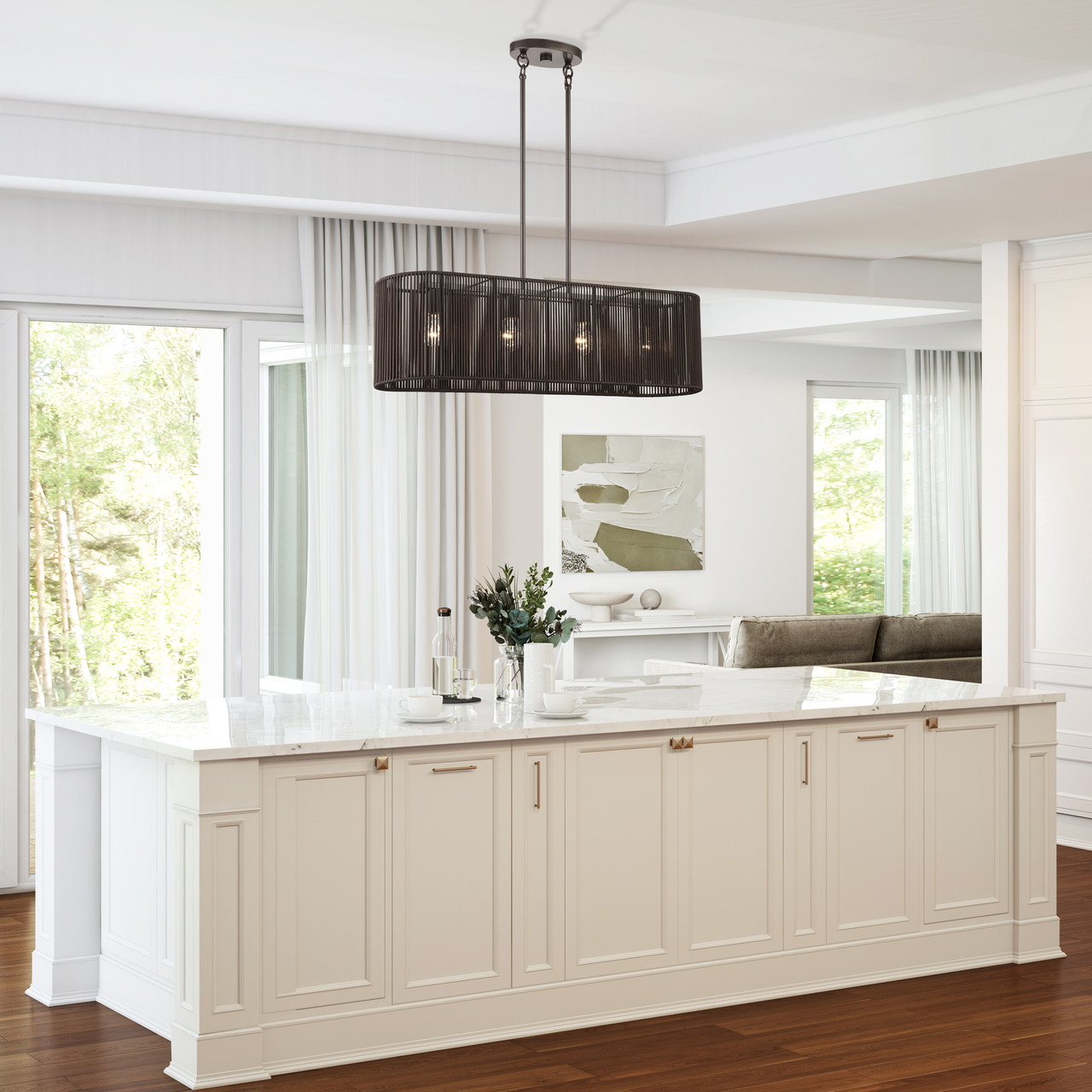 LIVEX LIGHTING 49128-92 4 Light English Bronze Large Linear Chandelier