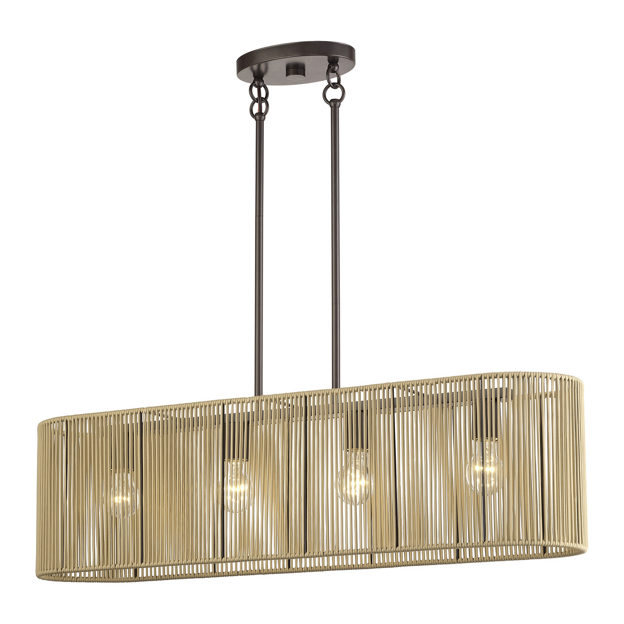 LIVEX LIGHTING 53194-92 4 Light English Bronze Large Linear Chandelier