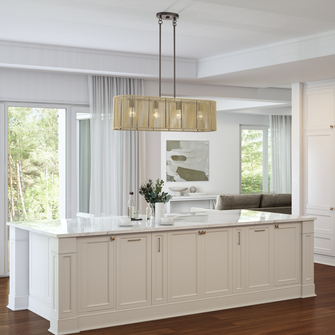 LIVEX LIGHTING 53194-92 4 Light English Bronze Large Linear Chandelier