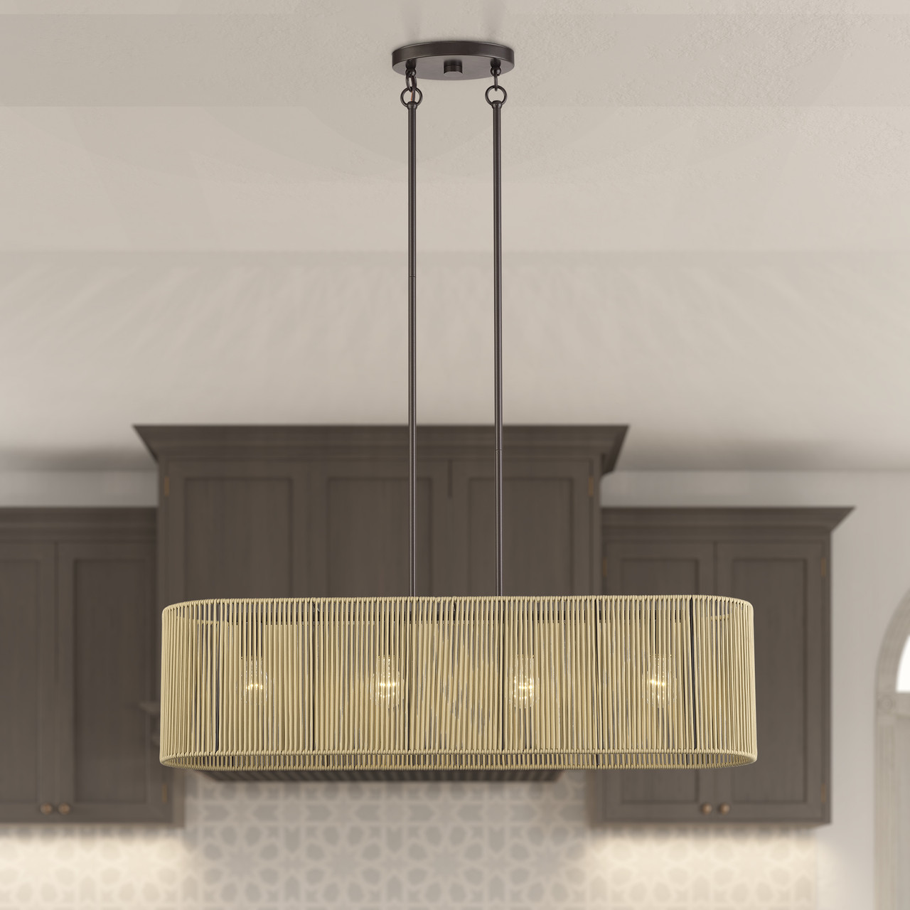 LIVEX LIGHTING 53194-92 4 Light English Bronze Large Linear Chandelier