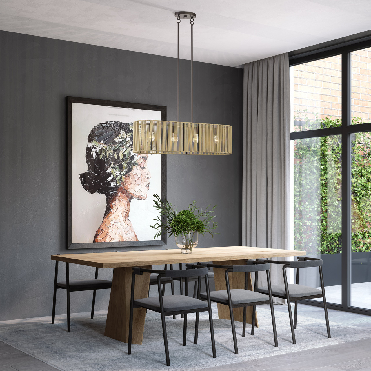 LIVEX LIGHTING 53194-92 4 Light English Bronze Large Linear Chandelier