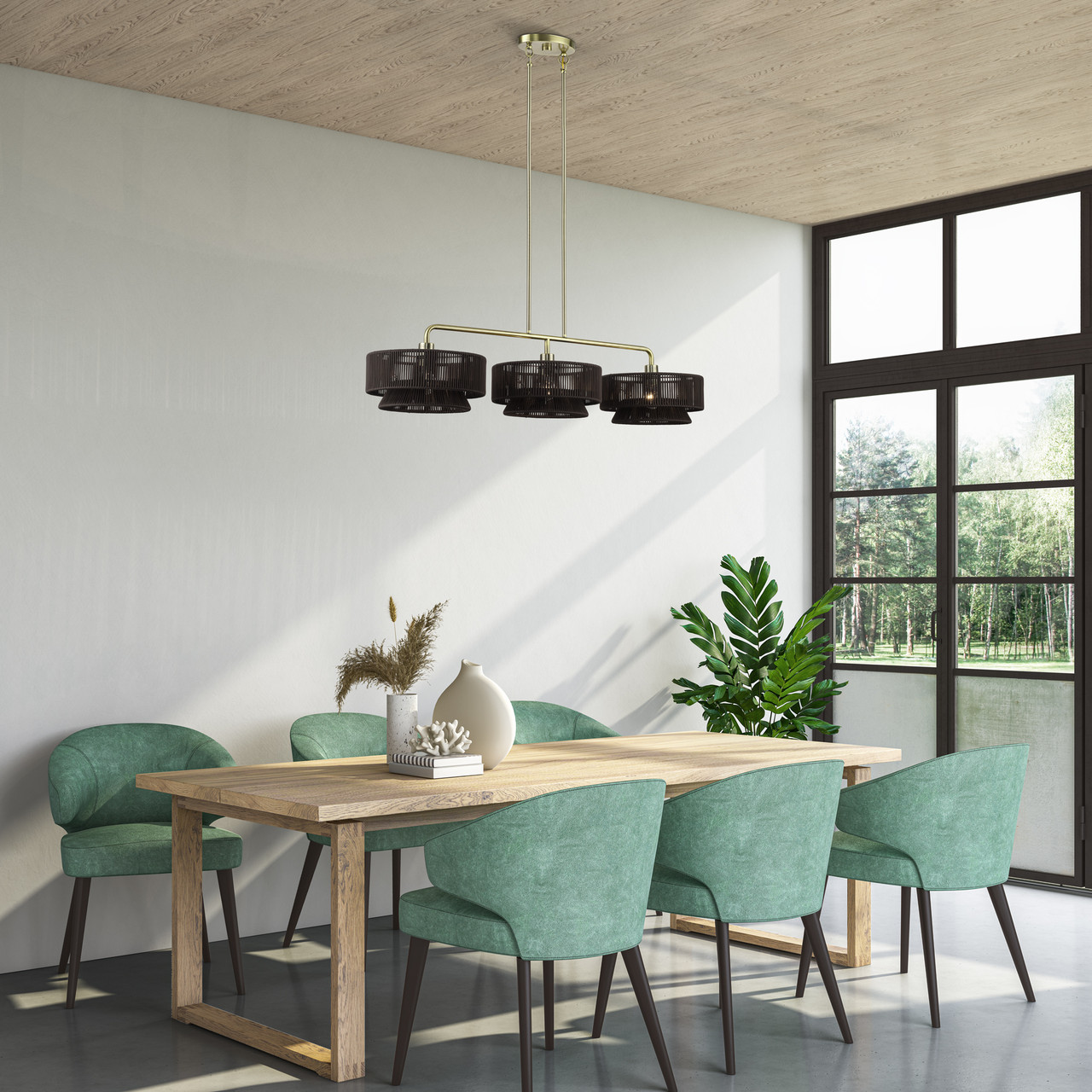 LIVEX LIGHTING 49143-01 3 Light Antique Brass Extra Large Linear Chandelier