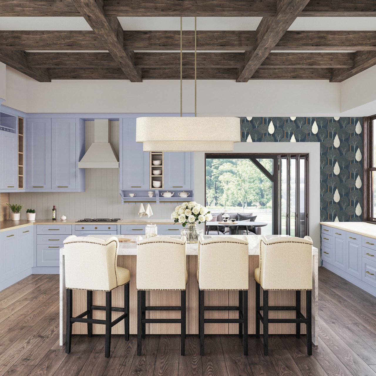 LIVEX LIGHTING 41934-01 4 Light Antique Brass Large Linear Chandelier