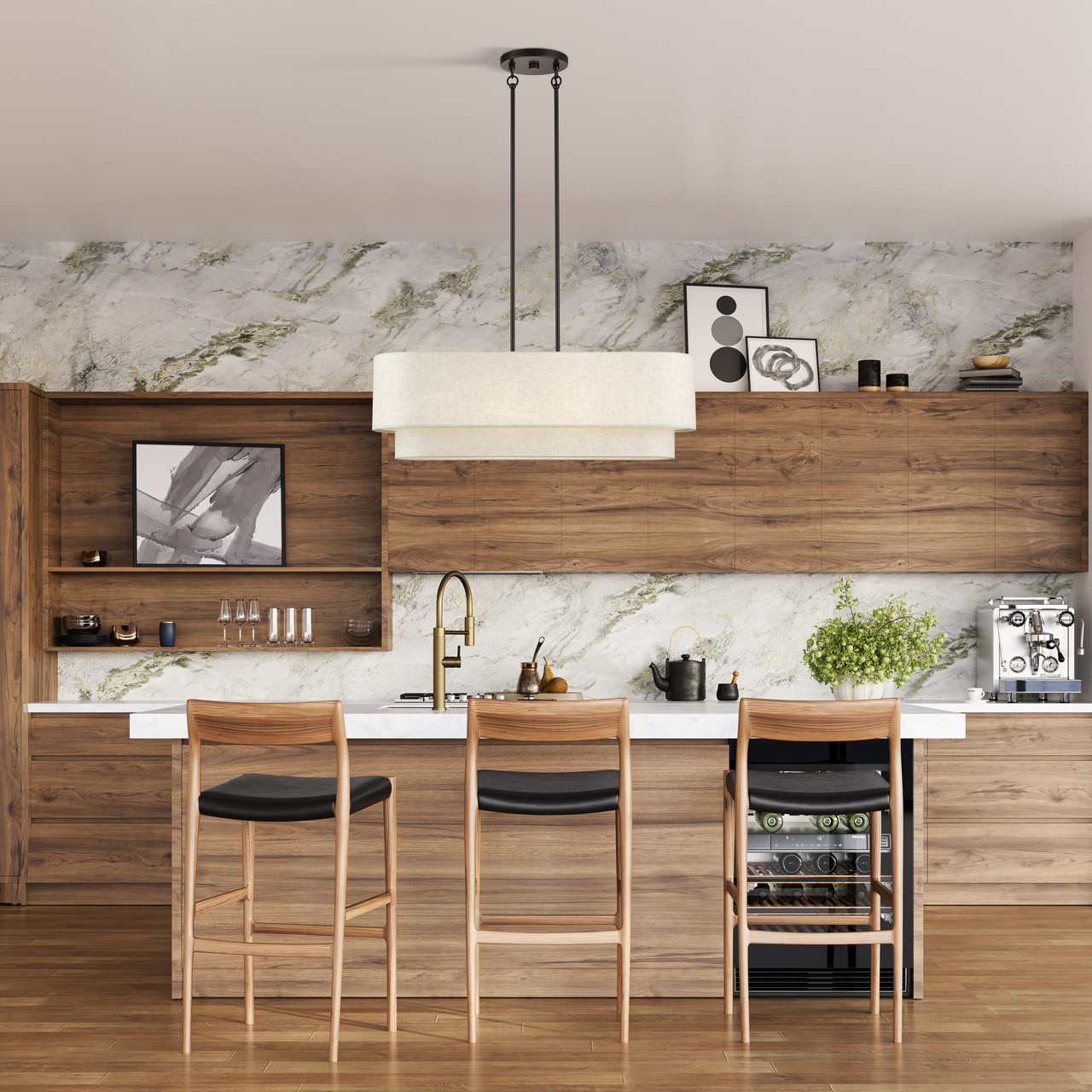 LIVEX LIGHTING 41934-92 4 Light English Bronze Large Linear Chandelier