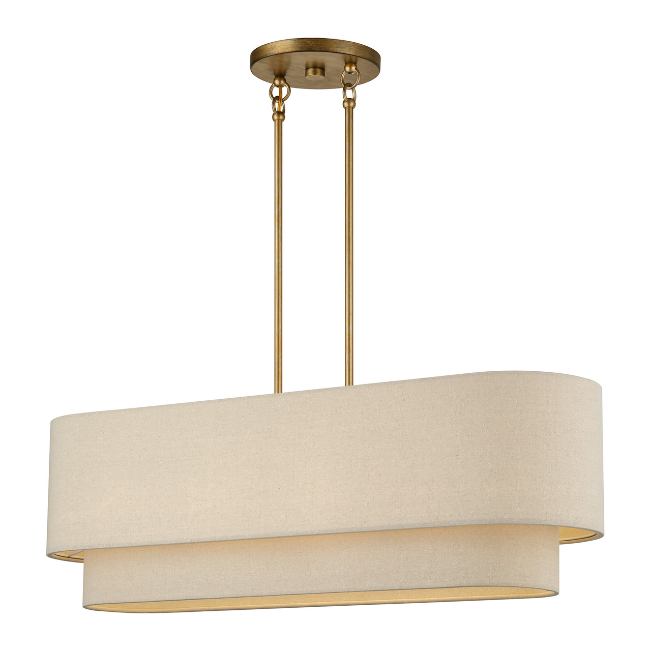 LIVEX LIGHTING 58873-48 4 Light Antique Gold Leaf Large Linear Chandelier