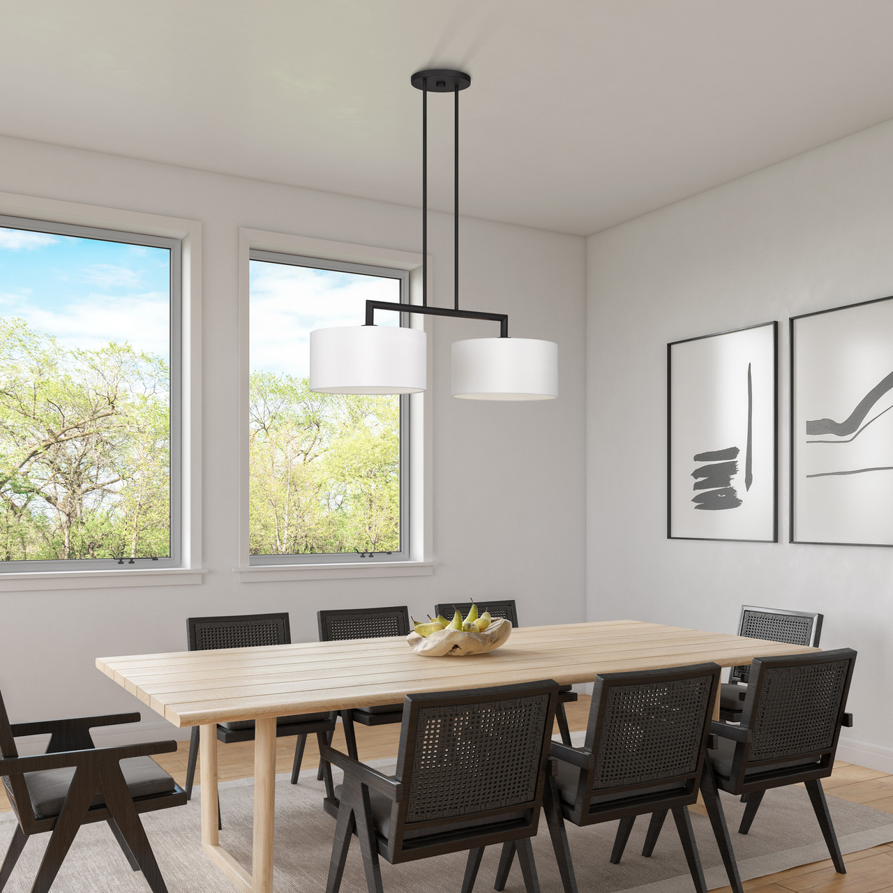 LIVEX LIGHTING 45492-04 2 Light Black Large Linear Chandelier