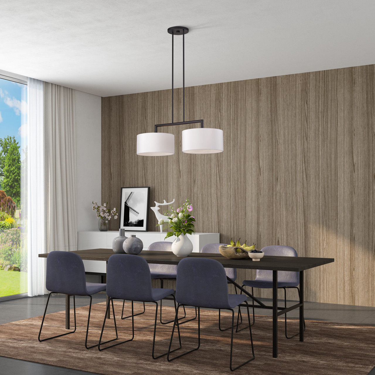 LIVEX LIGHTING 45492-07 2 Light Bronze Large Linear Chandelier