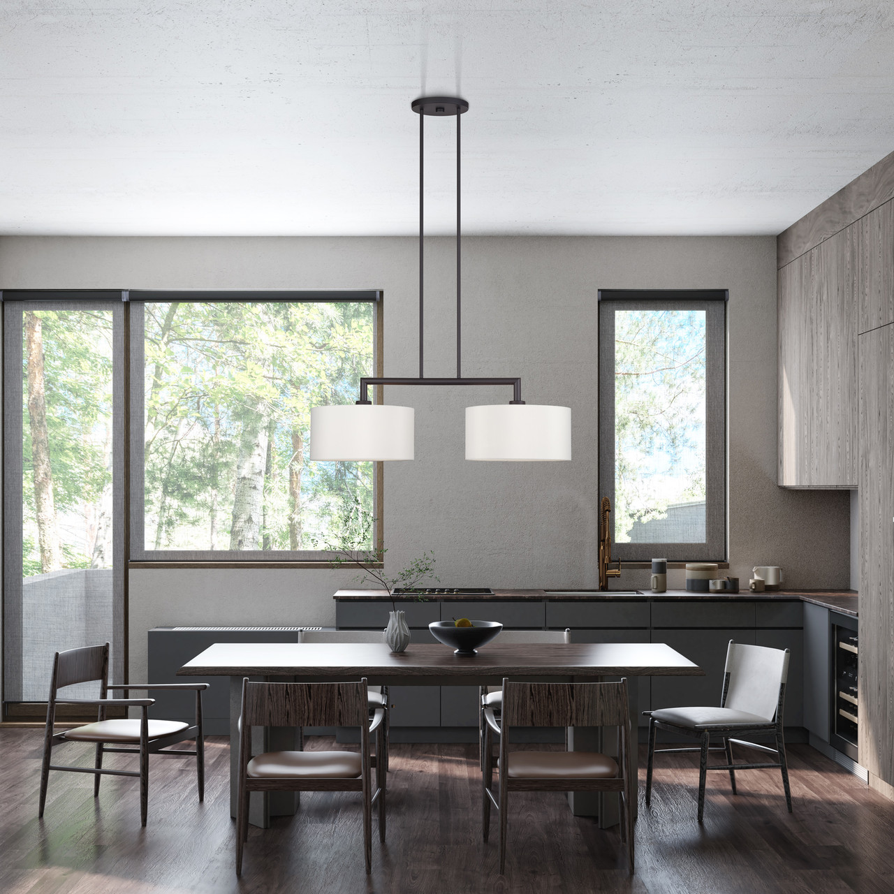 LIVEX LIGHTING 45492-07 2 Light Bronze Large Linear Chandelier