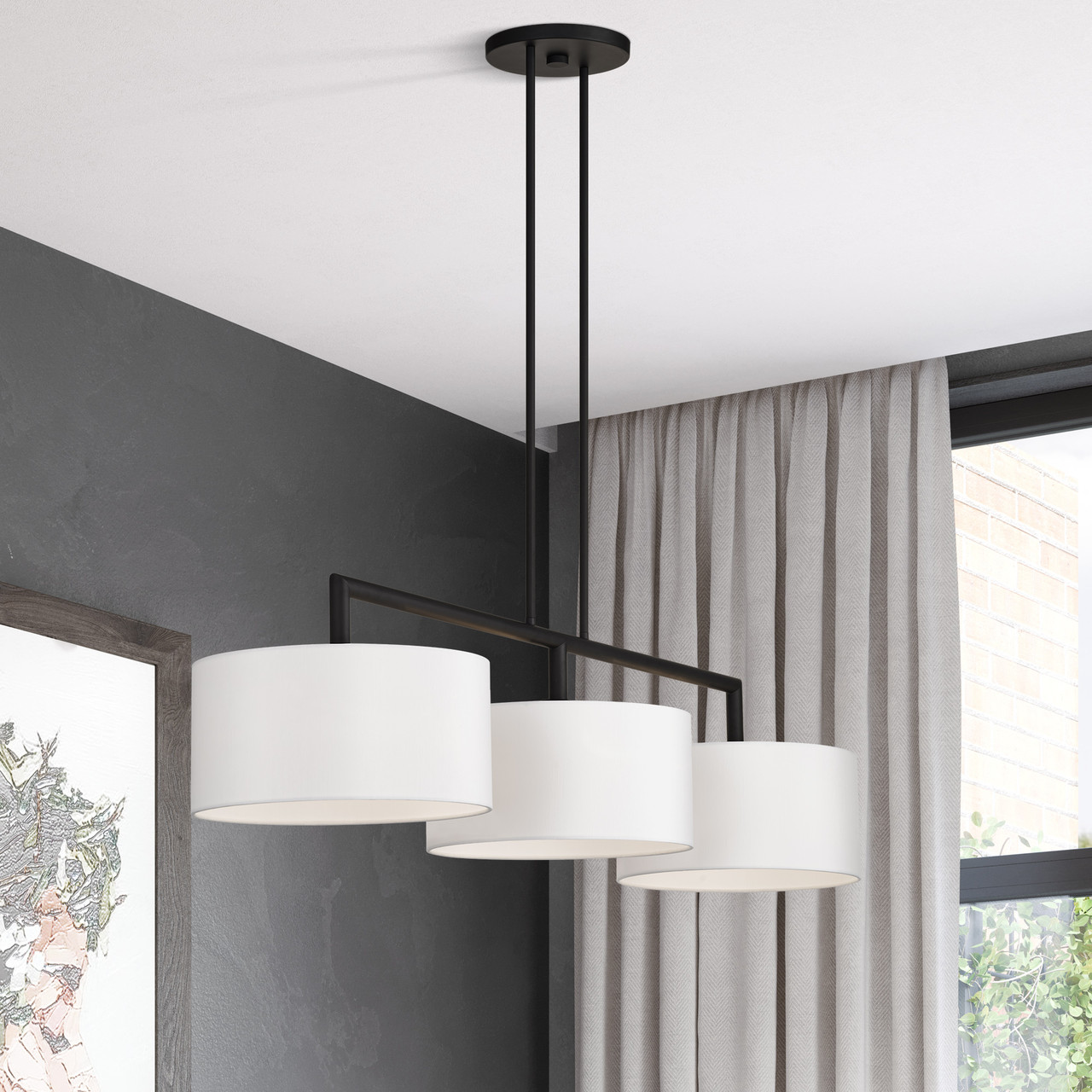 LIVEX LIGHTING 45493-04 3 Light Black Extra Large Linear Chandelier